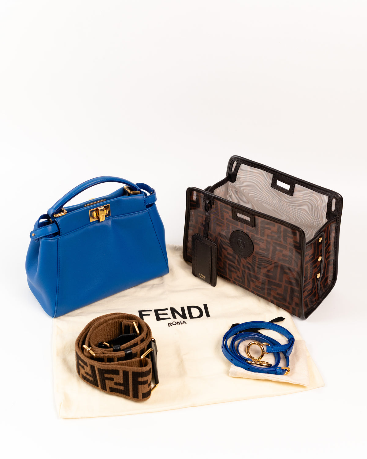 Fendi Borsa Peekaboo Mini Pelle Blu con Cover pre-owned certificata - Aurea Luxury Lab