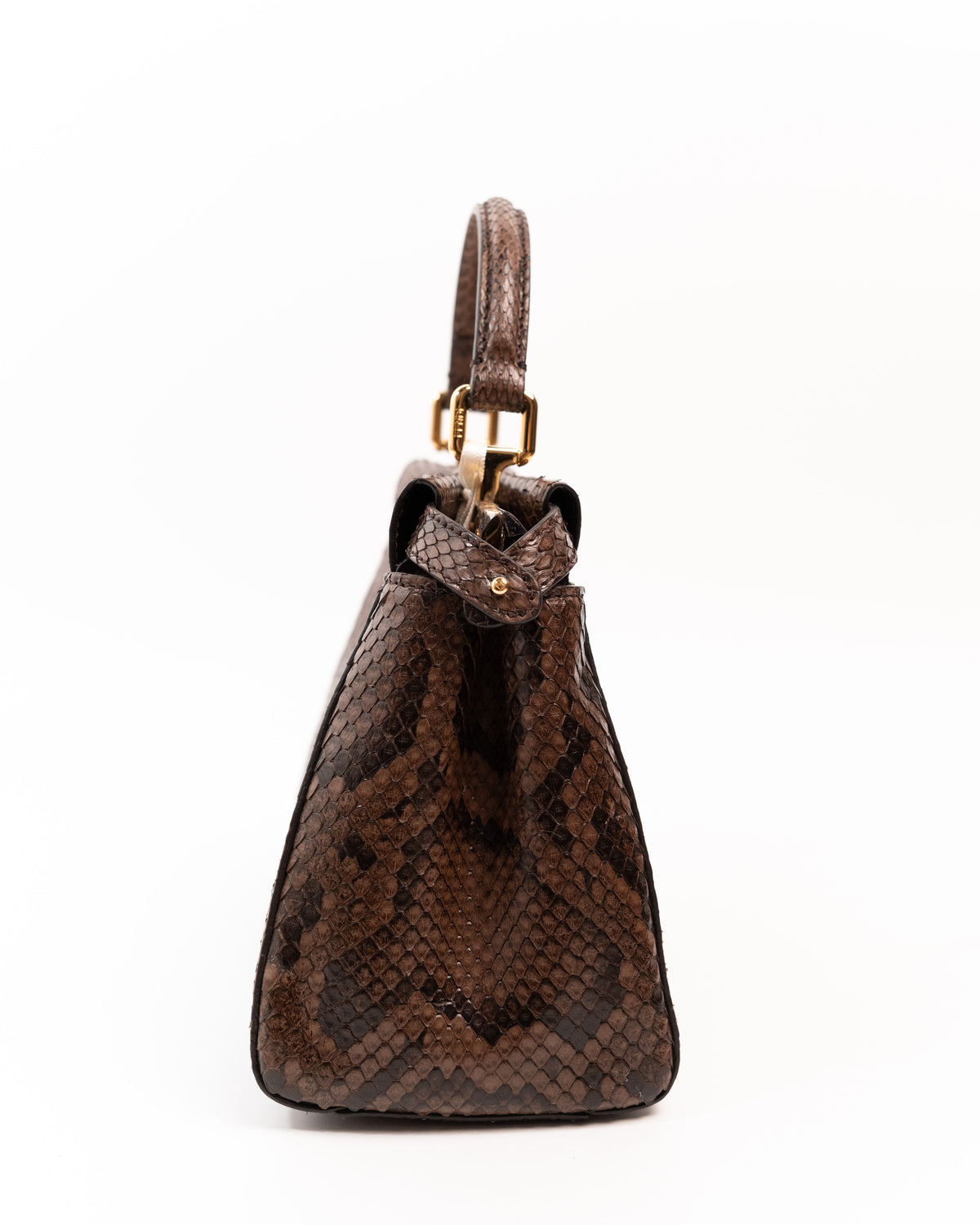 Fendi Borsa Peekaboo Mini Pitone Marrone pre-owned certificata - Aurea Luxury Lab