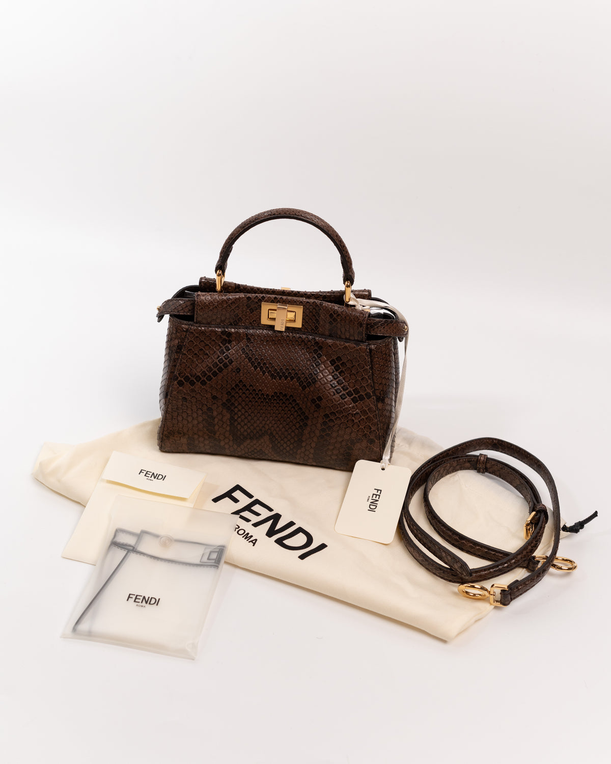 Fendi Borsa Peekaboo Mini Pitone Marrone pre-owned certificata - Aurea Luxury Lab