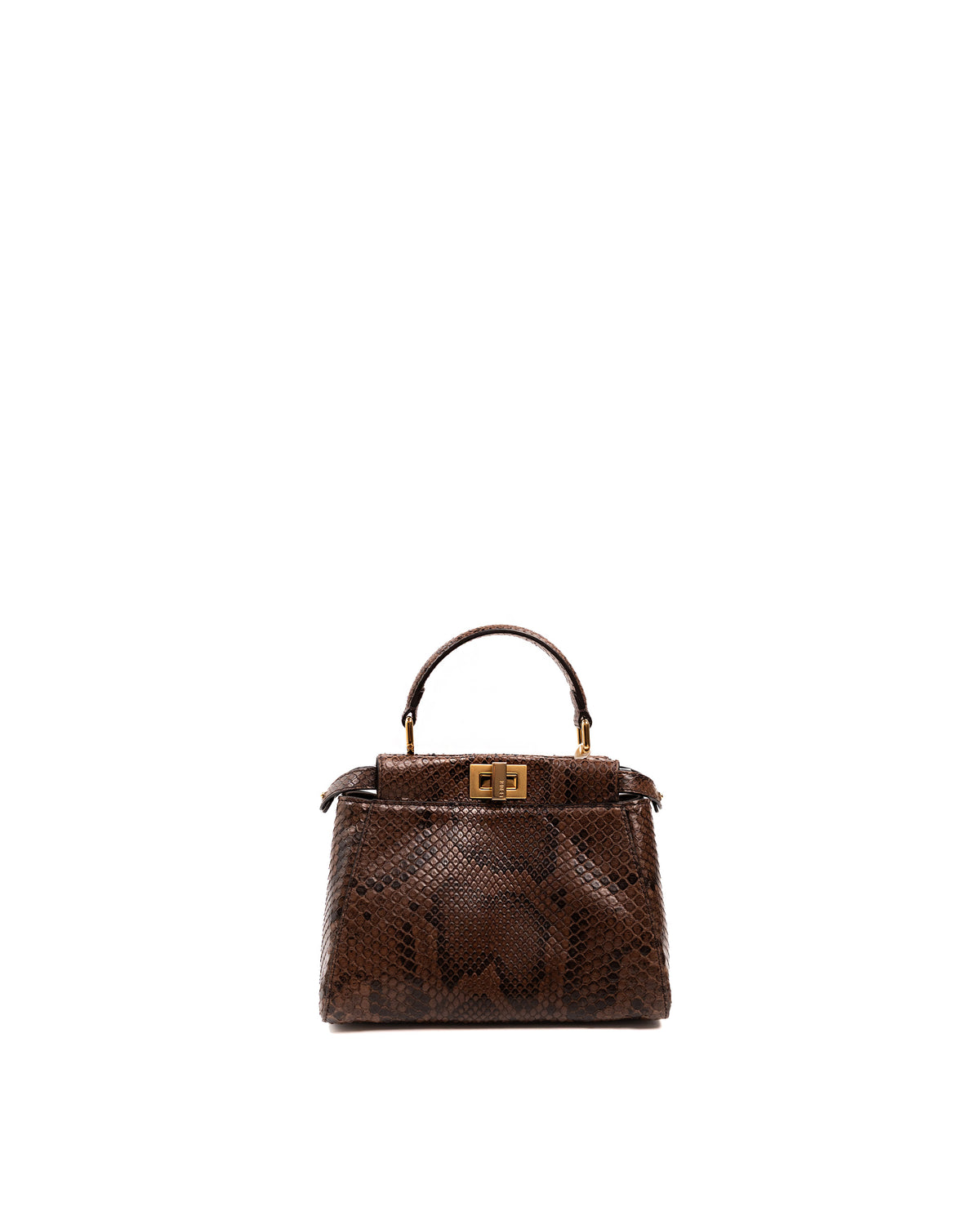 Fendi Borsa Peekaboo Mini Pitone Marrone usata autentica - Aurea Luxury Lab