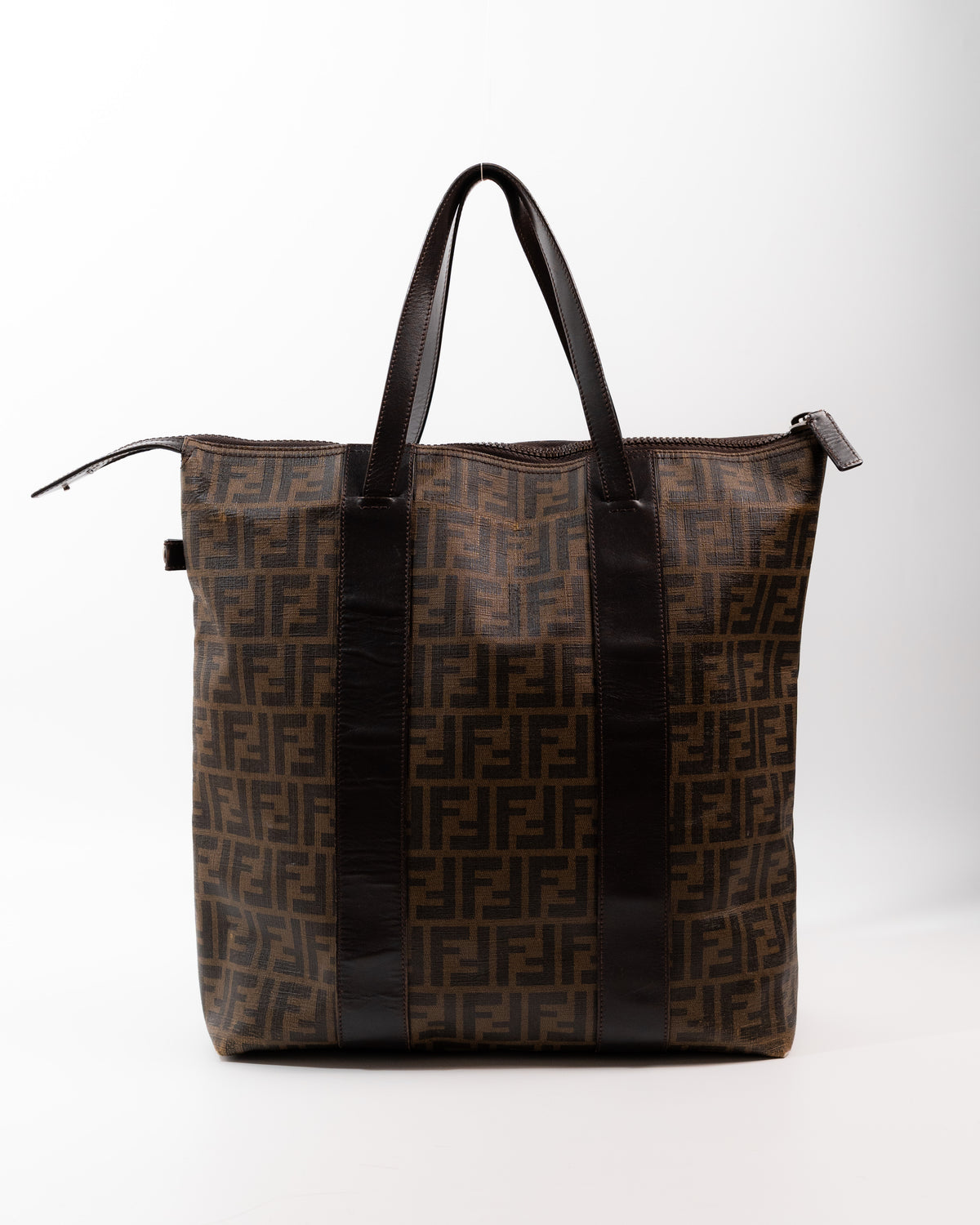 Fendi Borsa Shopper Tela Zucca Marrone e Nero pre-owned certificata - Aurea Luxury Lab