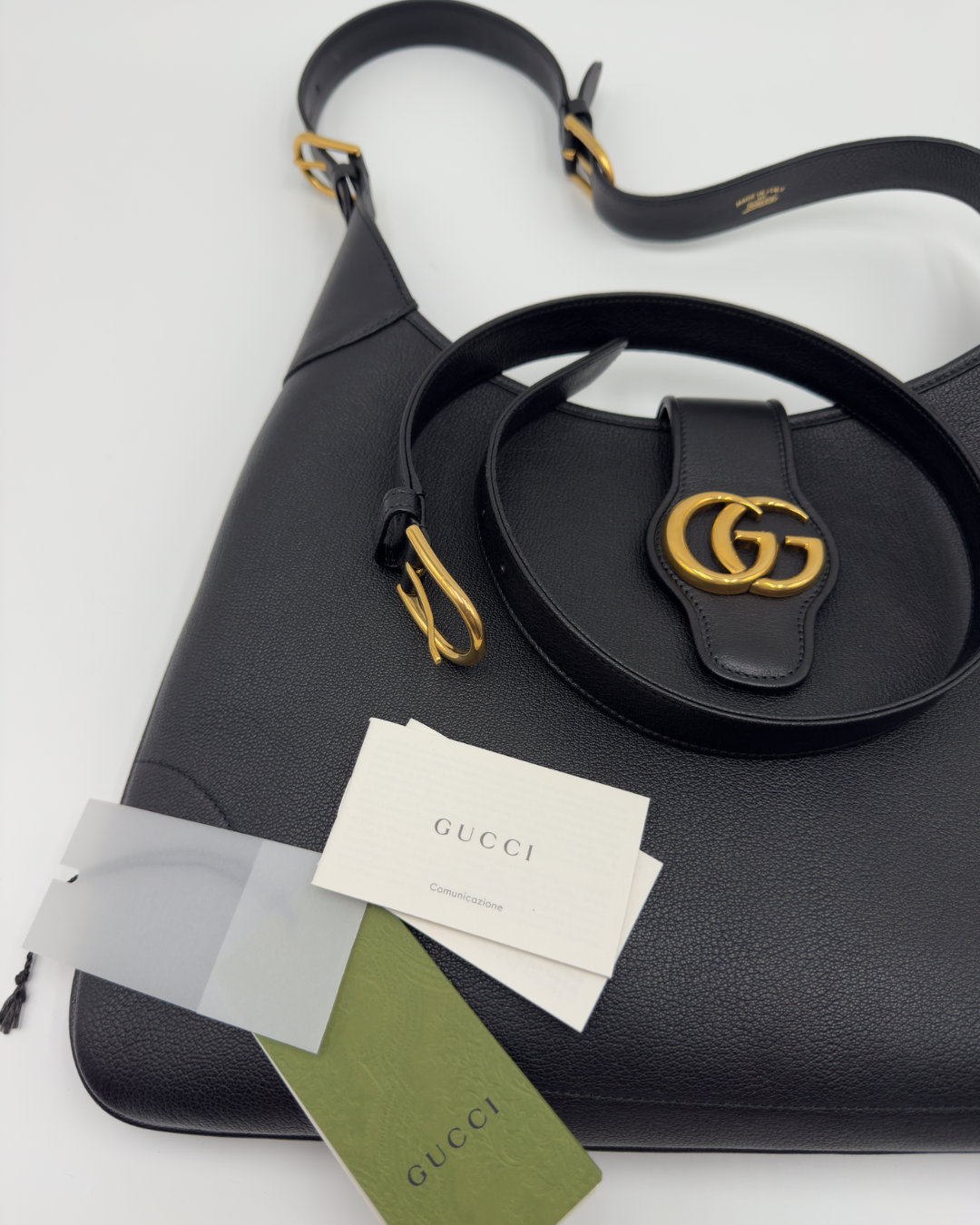 Gucci Aphrodite Hobo bag nera pelle hardware oro