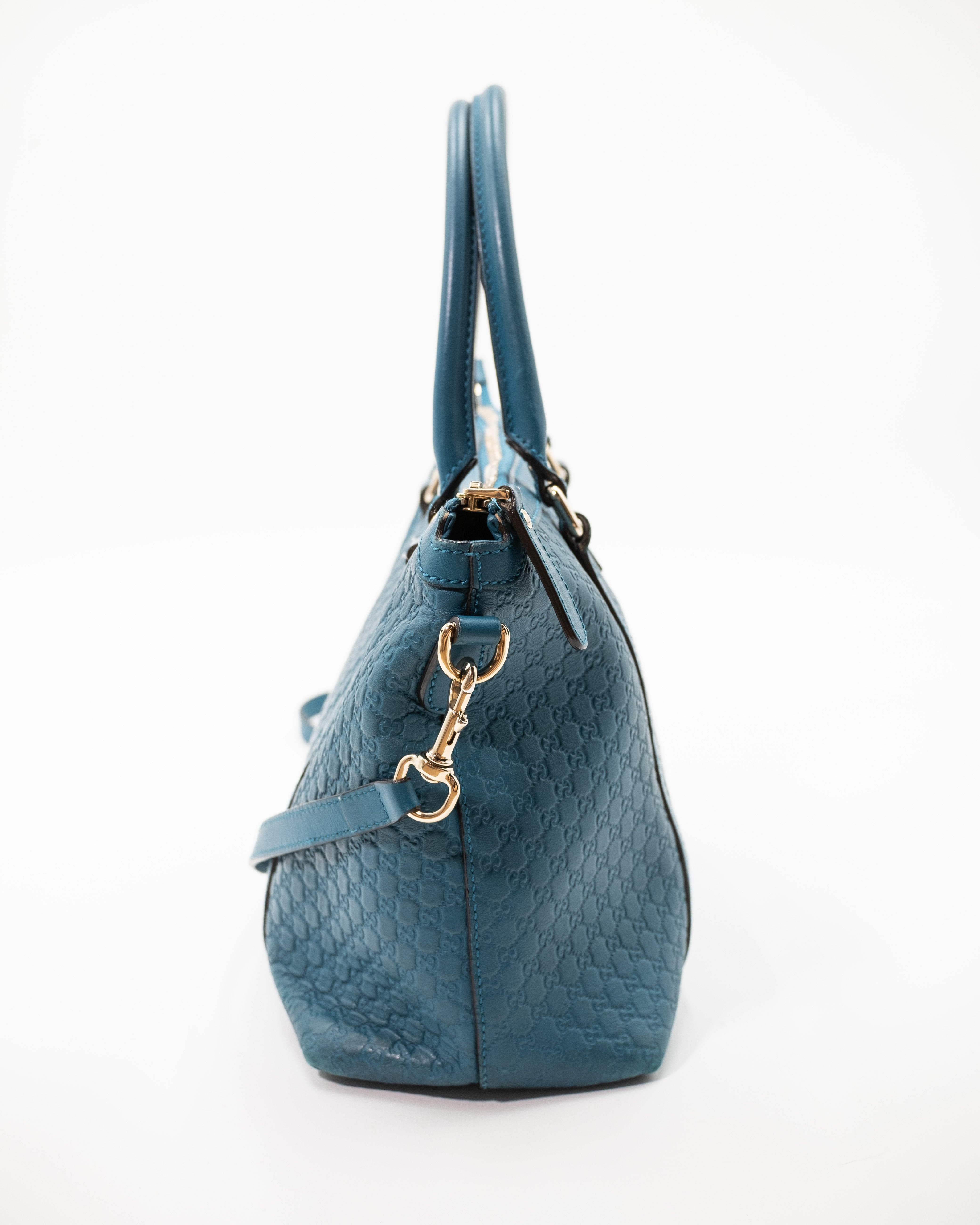 Gucci Borsa Bauletto Joy Pelle Microguccissima Celeste luxury resale autentica - Aurea Luxury Lab