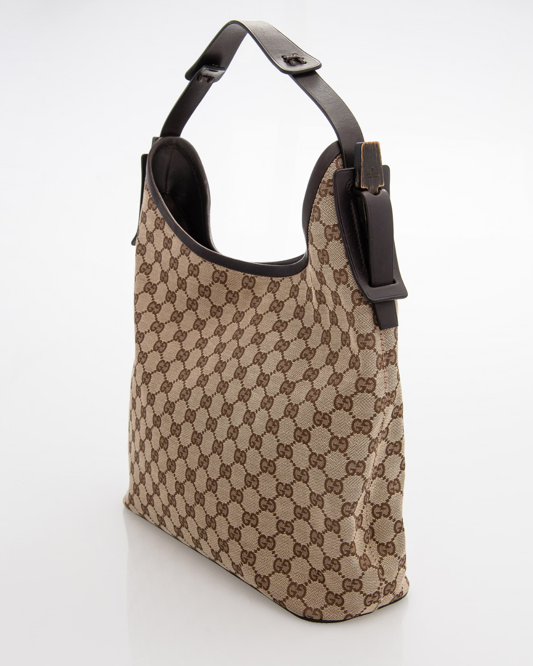 Gucci Borsa Hobo Tela GG Monogram Marrone luxury resale autentica - Aurea Luxury Lab
