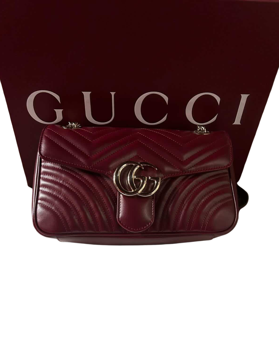 Gucci Borsa Marmont Media Pelle Burgundi - Usato Autentico