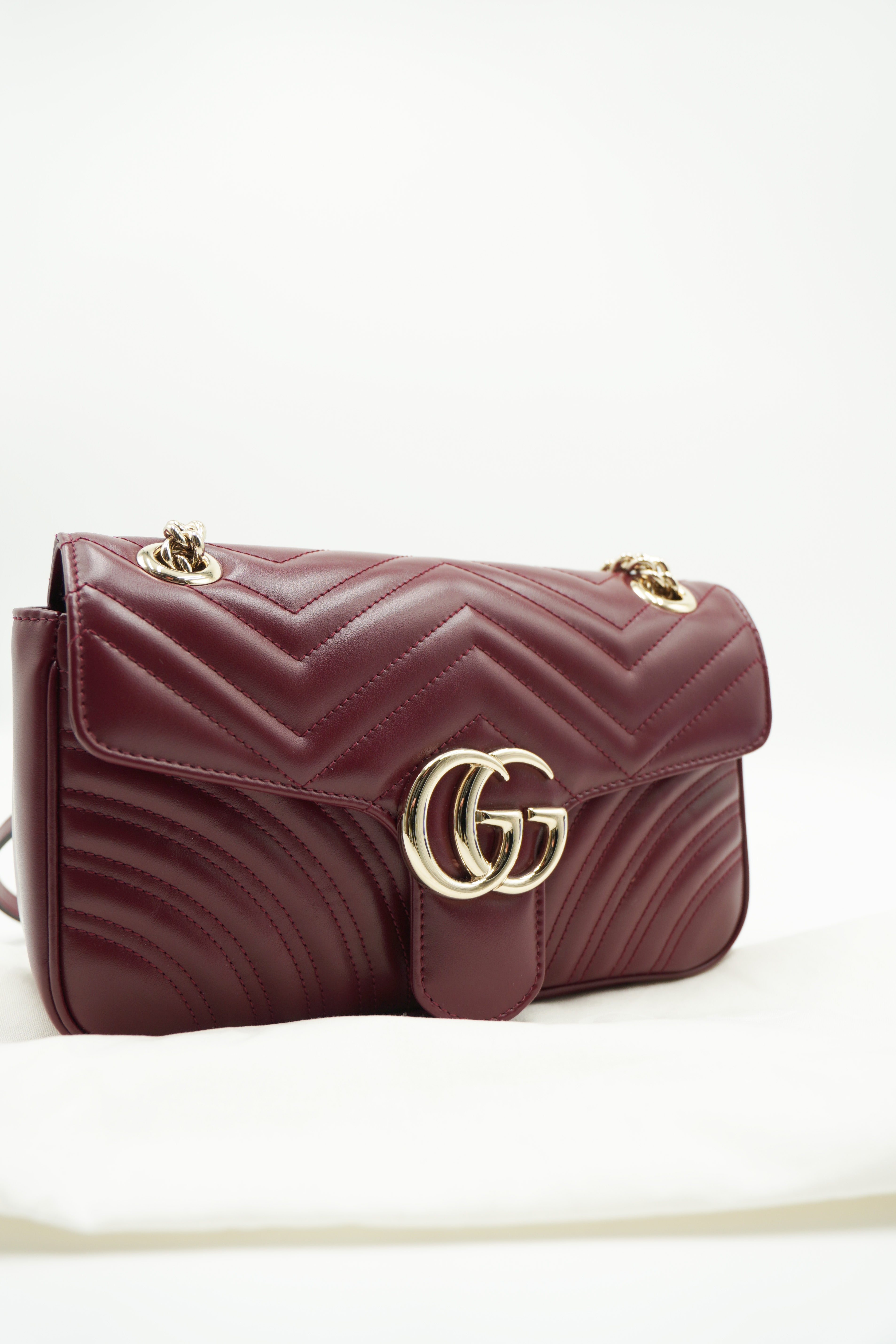 Gucci Marmont Medium Burgundy Leather Bag - Authentic Used