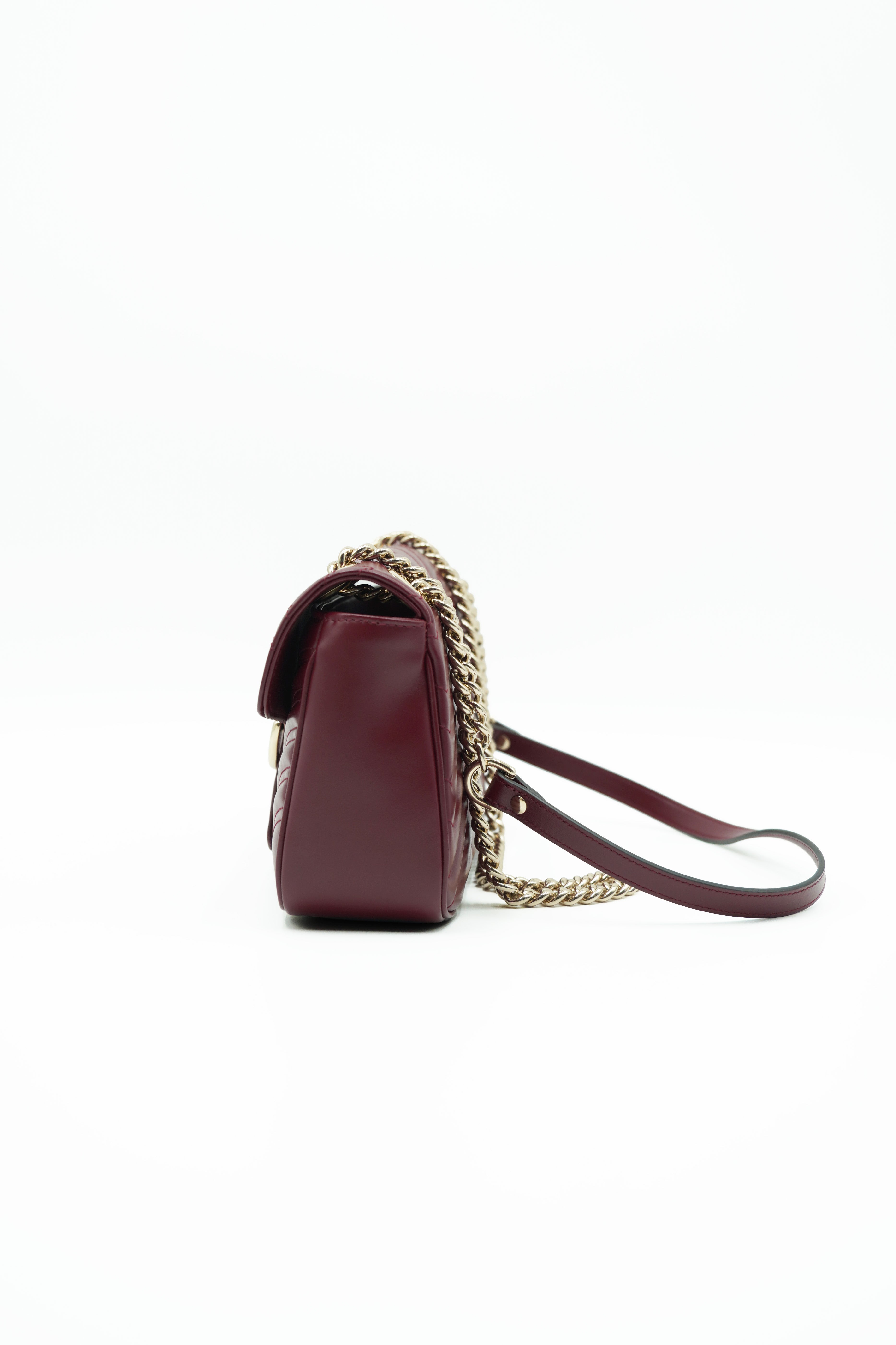 Gucci Marmont Medium Burgundy Leather Bag - Authentic Used