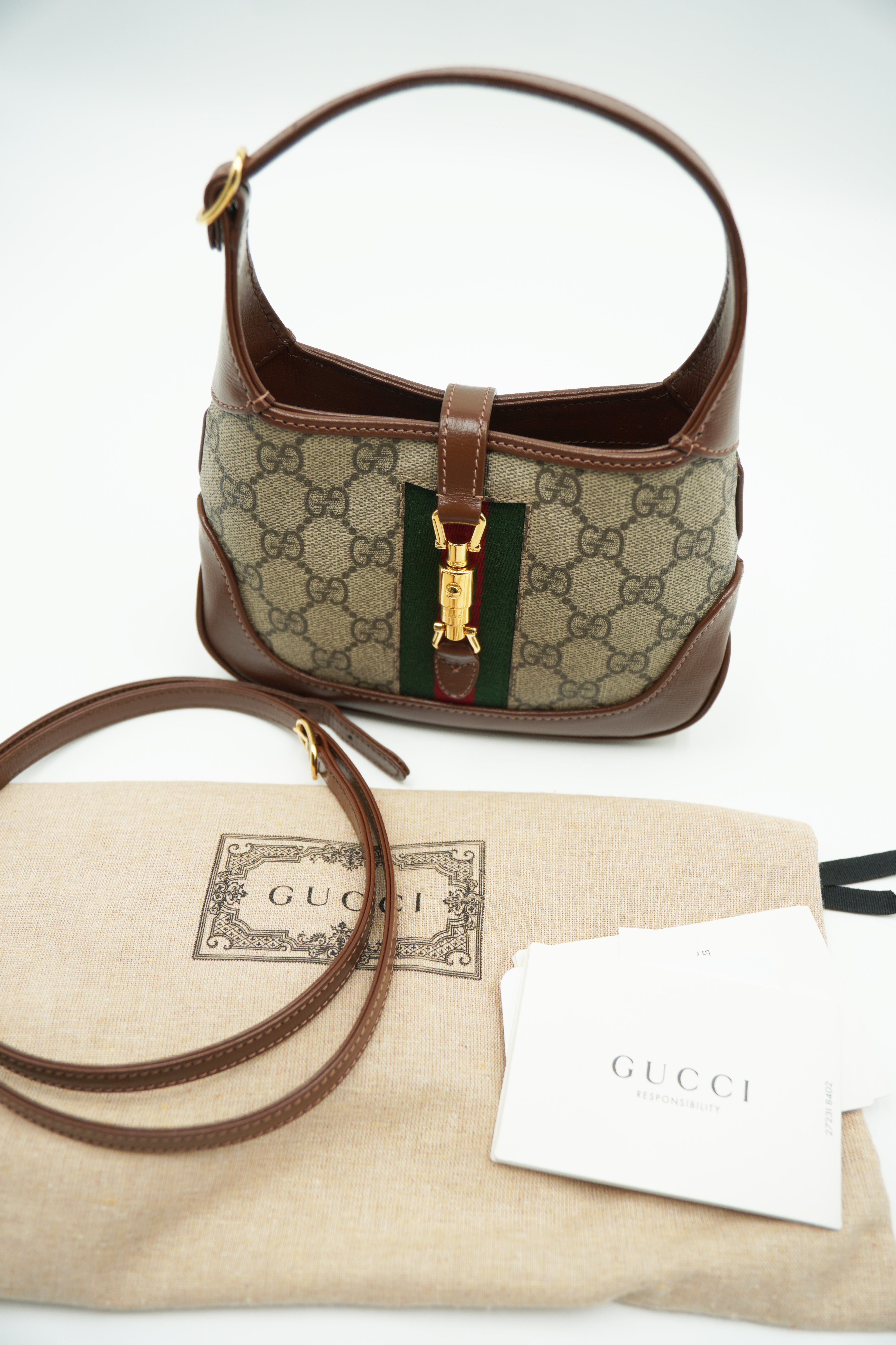 Gucci Borsa Mini Jackie Passepartout GG Marrone preloved luxury certificata - Aurea Luxury Lab
