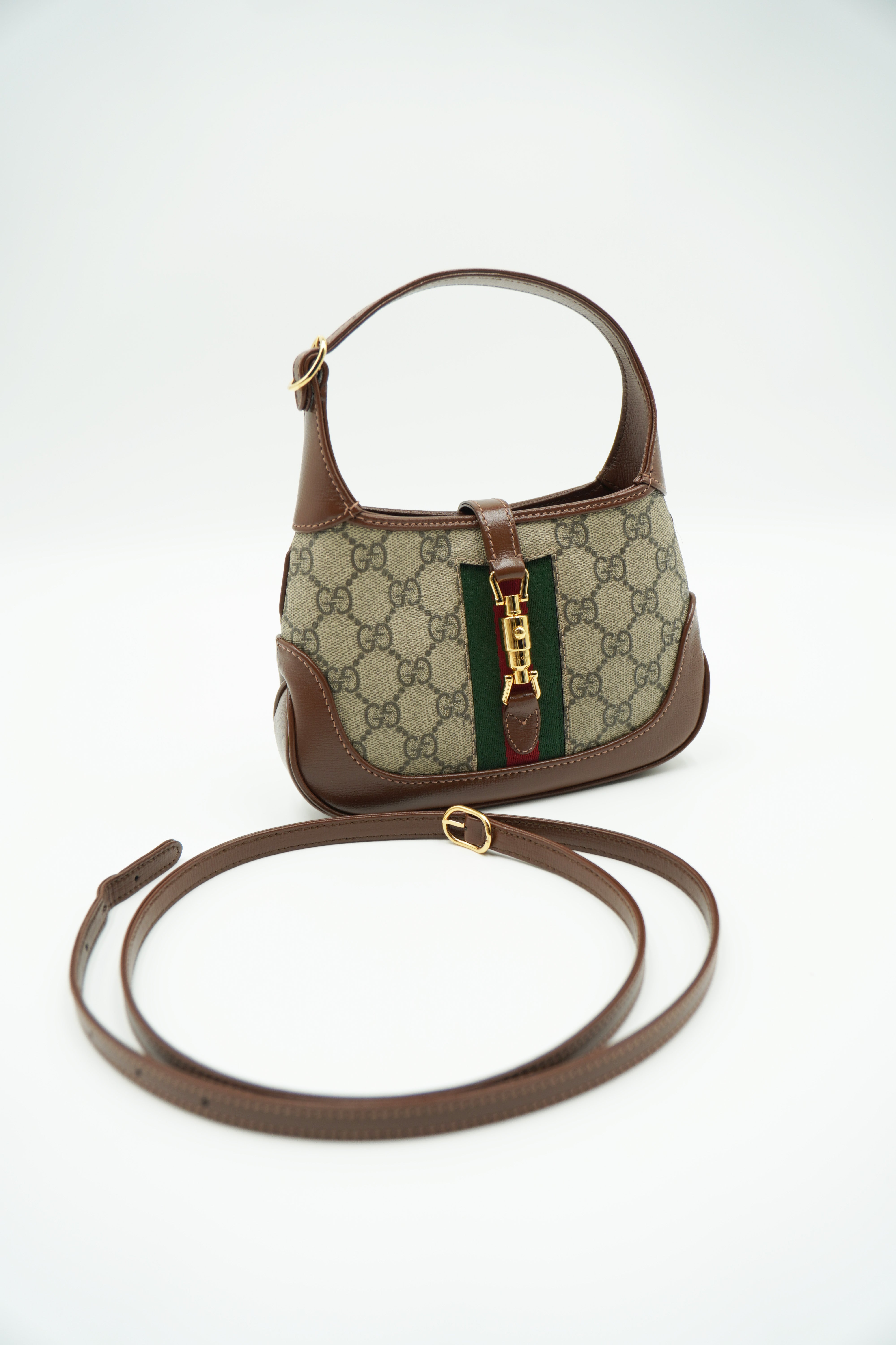 Gucci Borsa Mini Jackie Passepartout GG Marrone luxury resale autentica - Aurea Luxury Lab