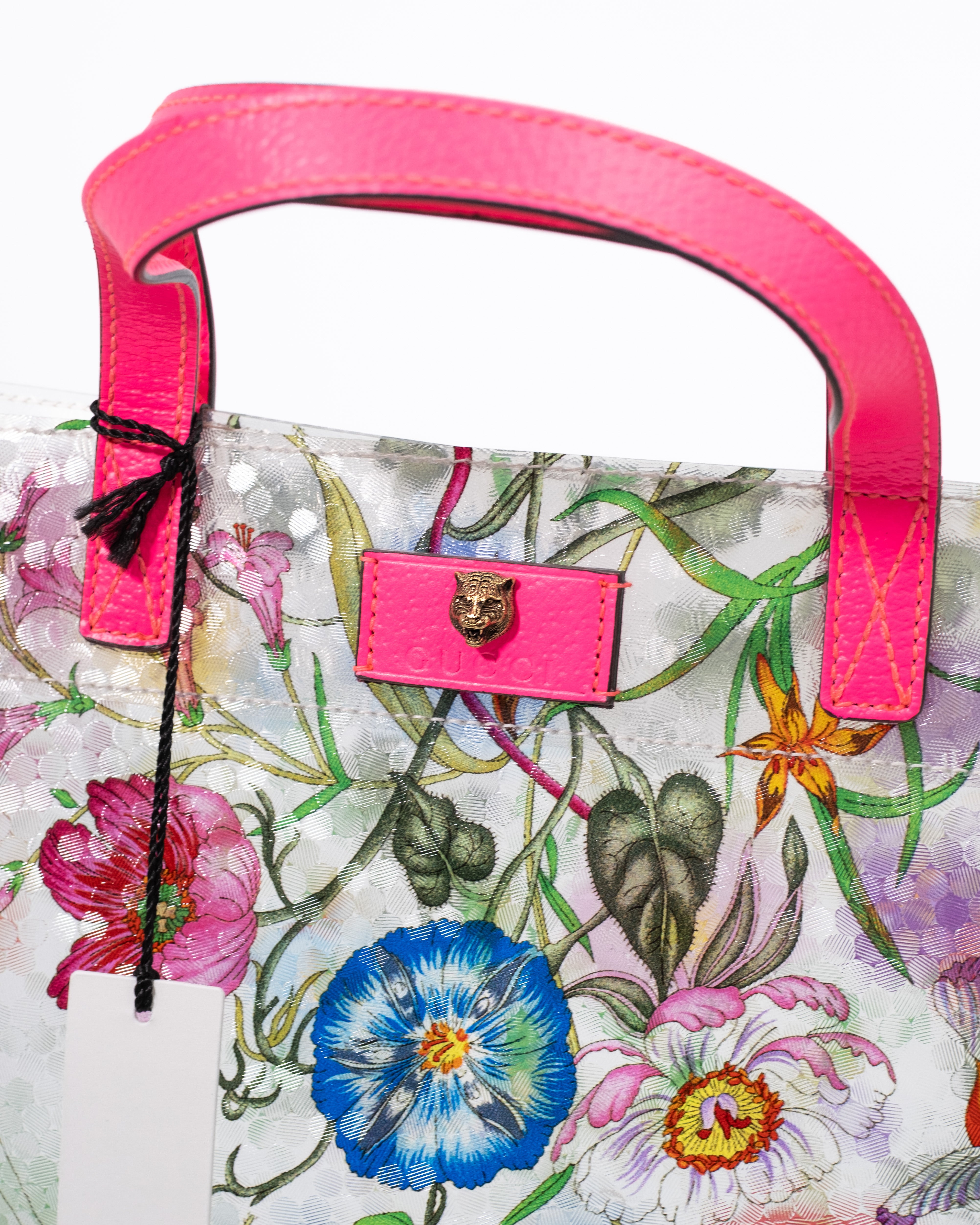 Gucci Borsa Tote Flora Vinile e Pelle Rosa pre-owned certificata - Aurea Luxury Lab