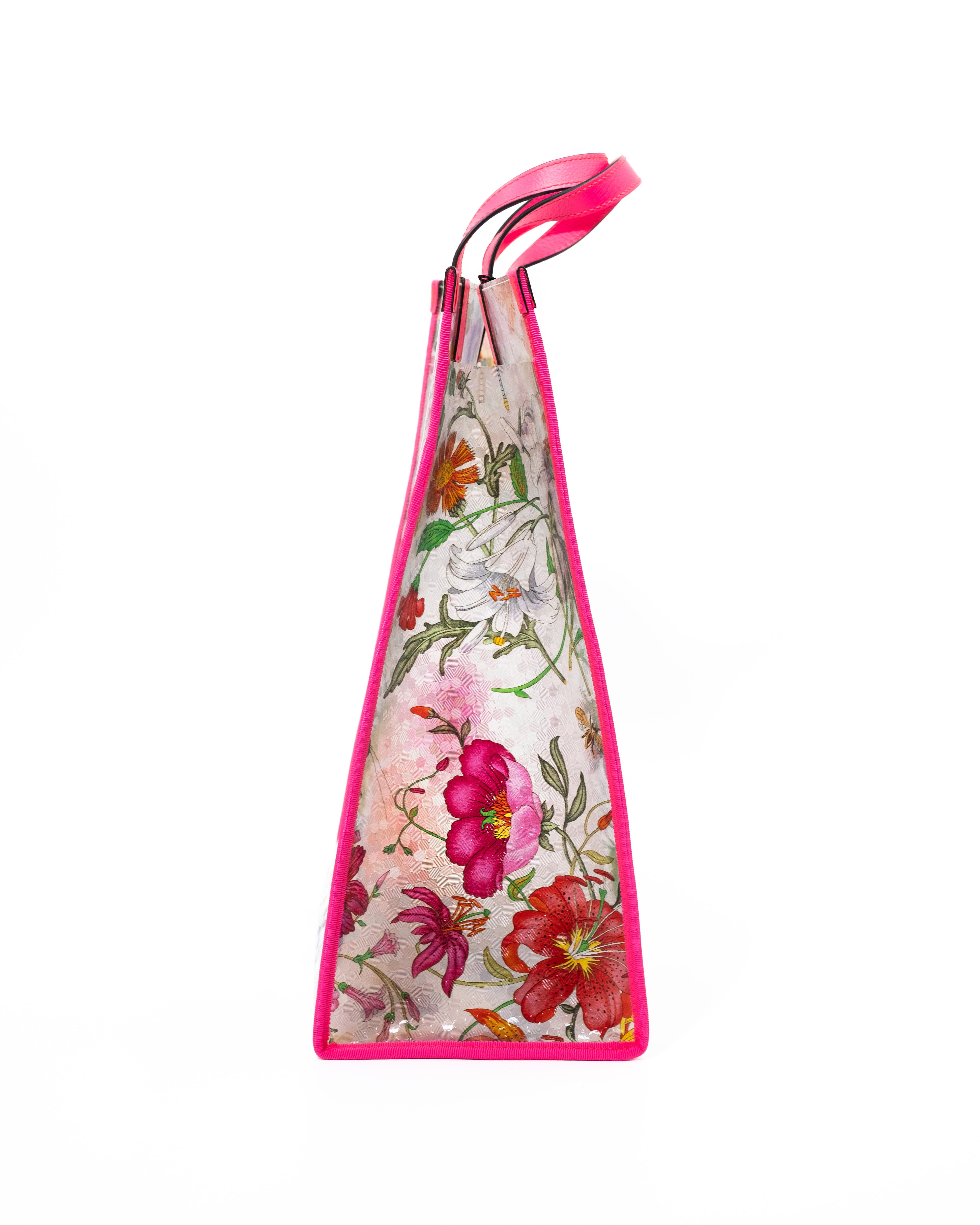 Gucci Borsa Tote Flora Vinile e Pelle Rosa second hand luxury - Aurea Luxury Lab