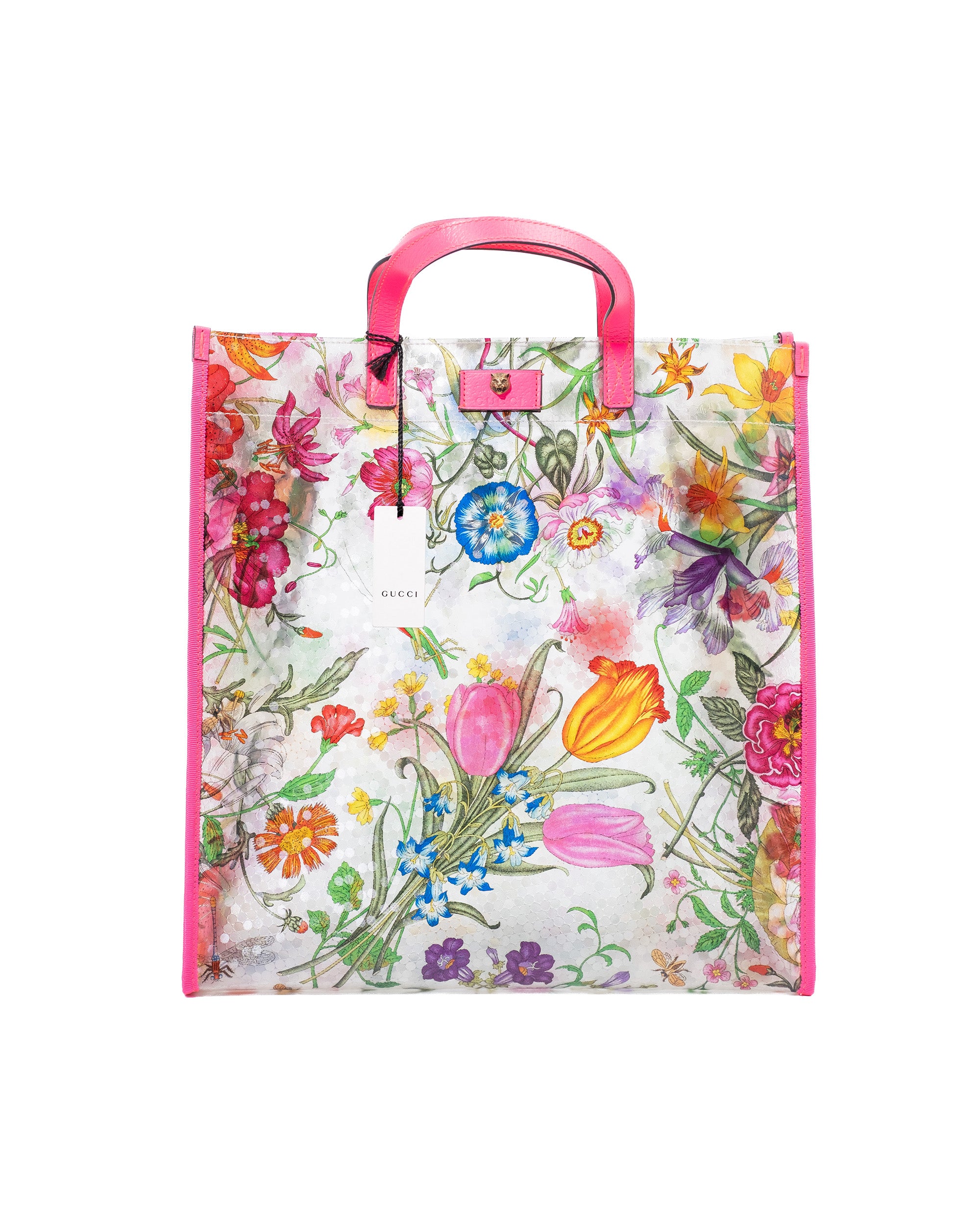 Gucci Borsa Tote Flora Vinile e Pelle Rosa nuova autentica - Aurea Luxury Lab