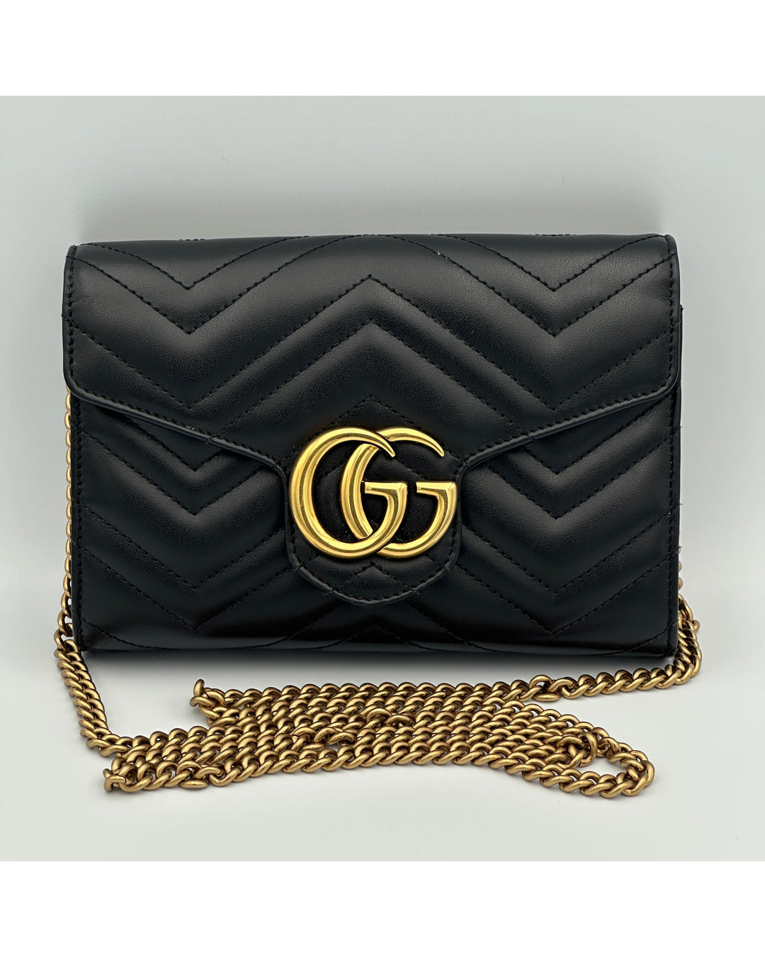 Gucci Borsa Marmont Maxi Wallet On Chain Pelle Nero - Usato Autentico