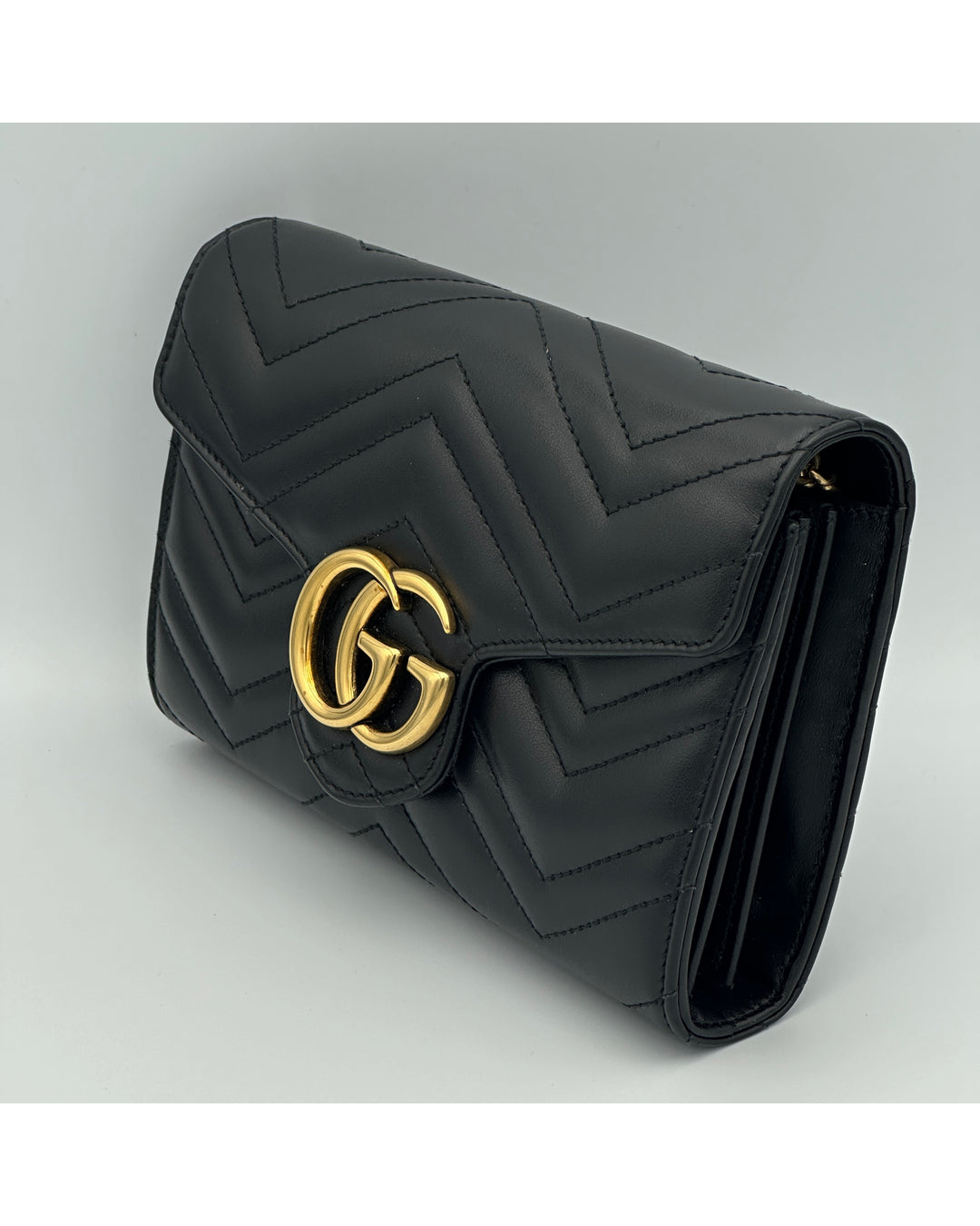 Gucci Borsa Marmont Maxi Wallet On Chain Pelle Nero - Usato Autentico