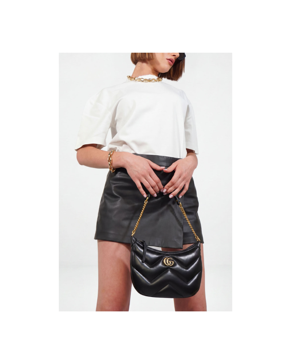 Gucci Borsa A Spalla Marmont Pelle Nera — Pre-owned Autentica