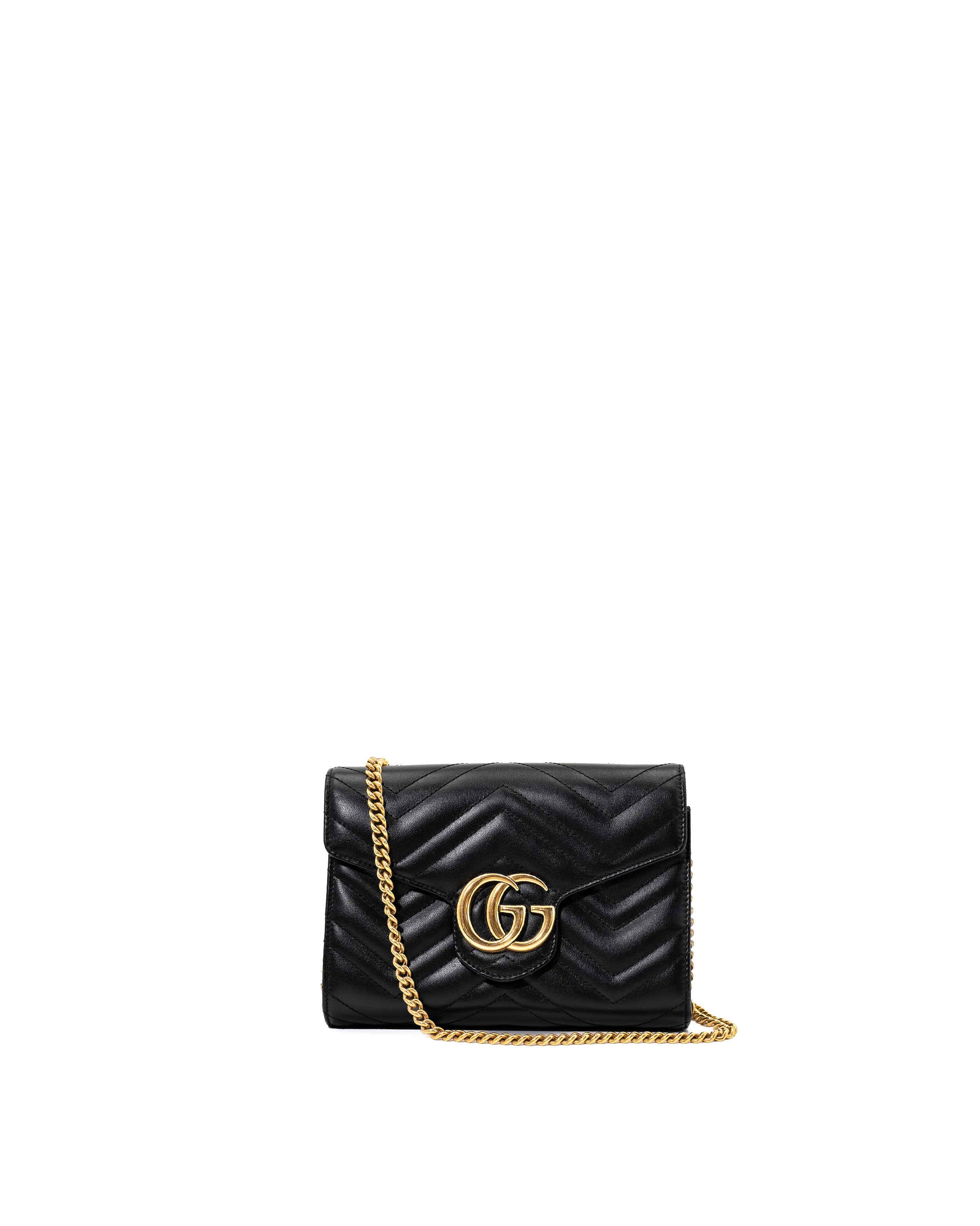 Gucci Marmont Maxi Wallet On Chain Black Leather Bag — Authentic Pre-owned