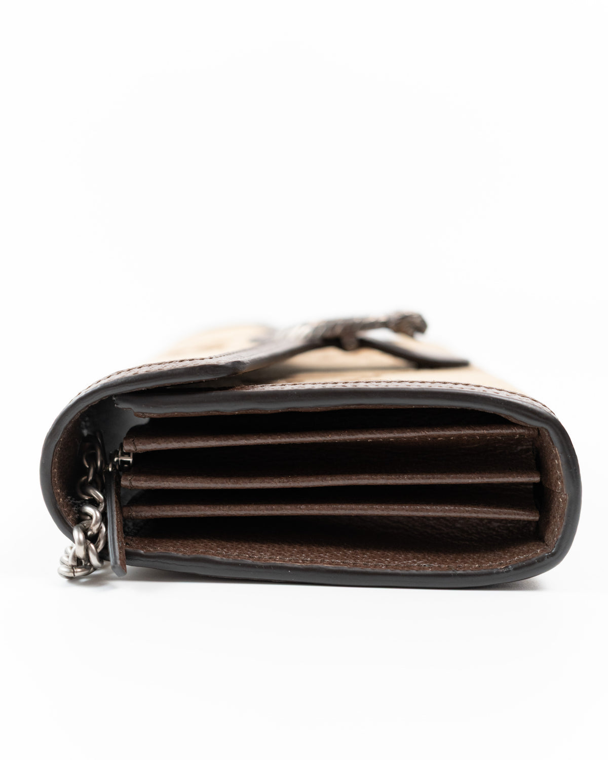Gucci Borsa Dionysus Wallet on Chain Tela Jumbo GG Beige e Marrone pre-owned certificata - Aurea Luxury Lab