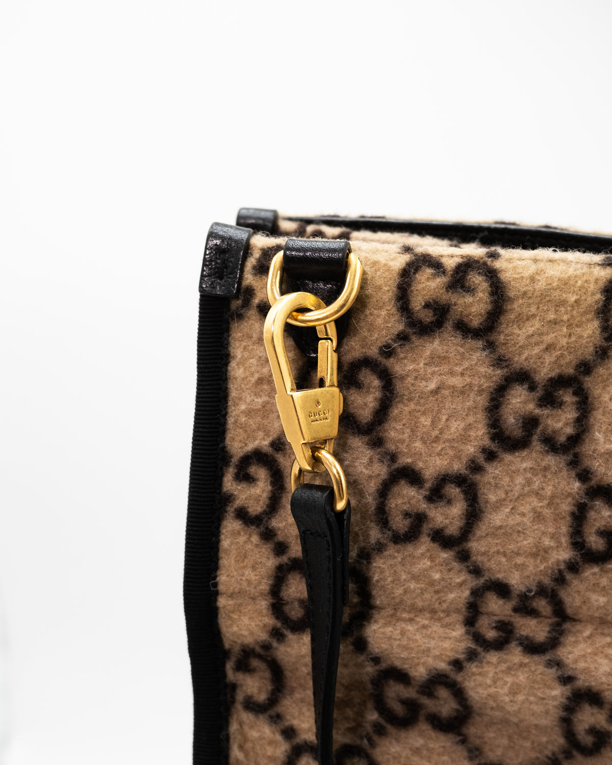Gucci Borsa Shopping In Tessuto e Pelle Con Motivo GG Beige ed Ebano luxury resale autentica - Aurea Luxury Lab