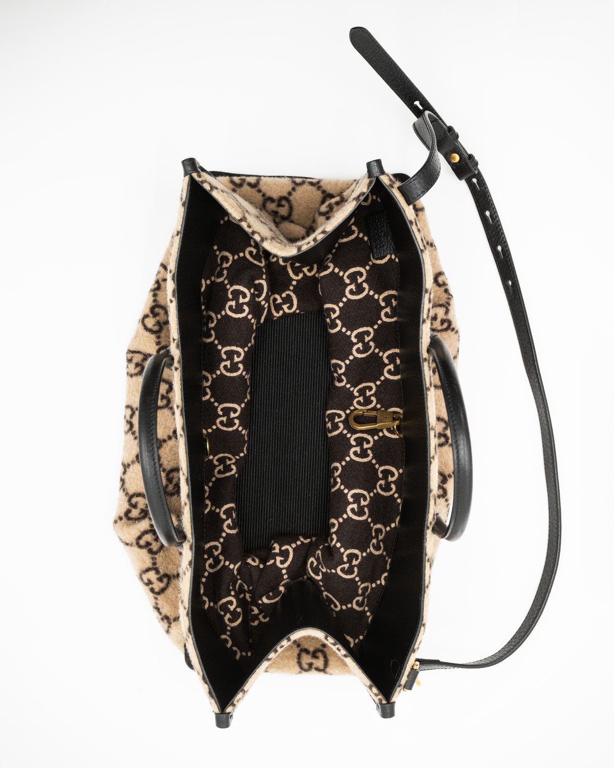 Gucci Borsa Shopping In Tessuto e Pelle Con Motivo GG Beige ed Ebano pre-owned autentica - Aurea Luxury Lab