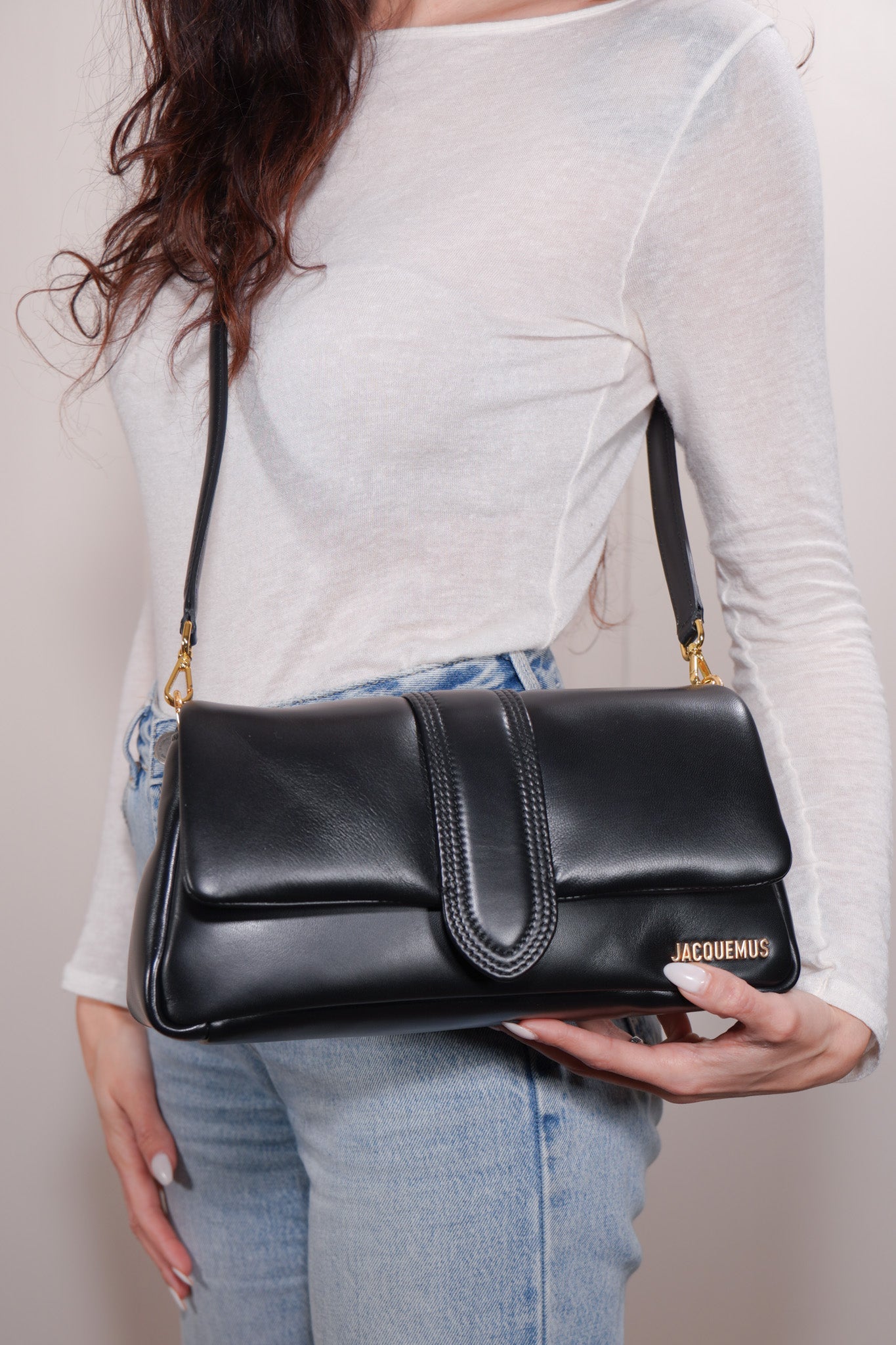 Jacquemus Le Petite Bambimou Bag in Black Lambskin Leather - Authentic Pre-owned