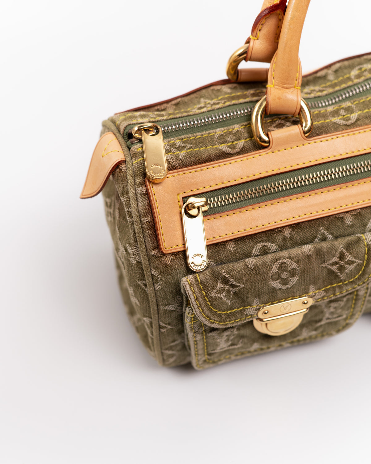 Louis Vuitton Borsa Neo Speedy Monogram Denim Verde Oliva preloved luxury certificata - Aurea Luxury Lab
