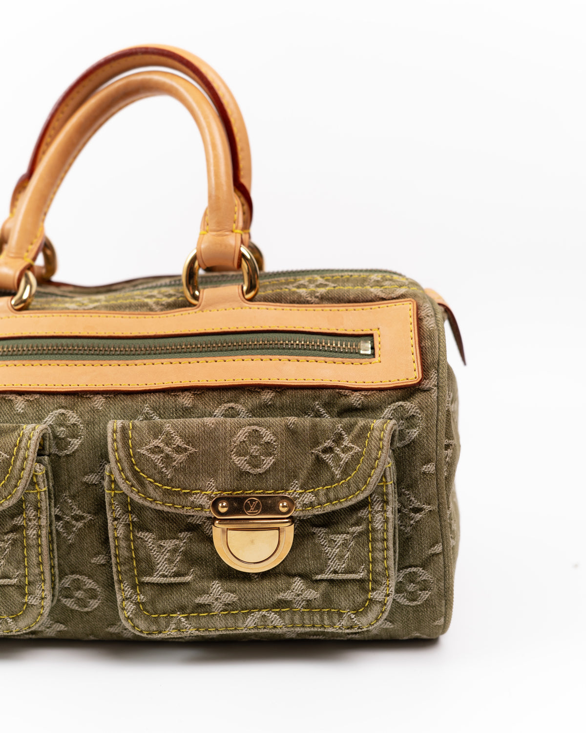 Louis Vuitton Borsa Neo Speedy Monogram Denim Verde Oliva pre-owned autentica - Aurea Luxury Lab