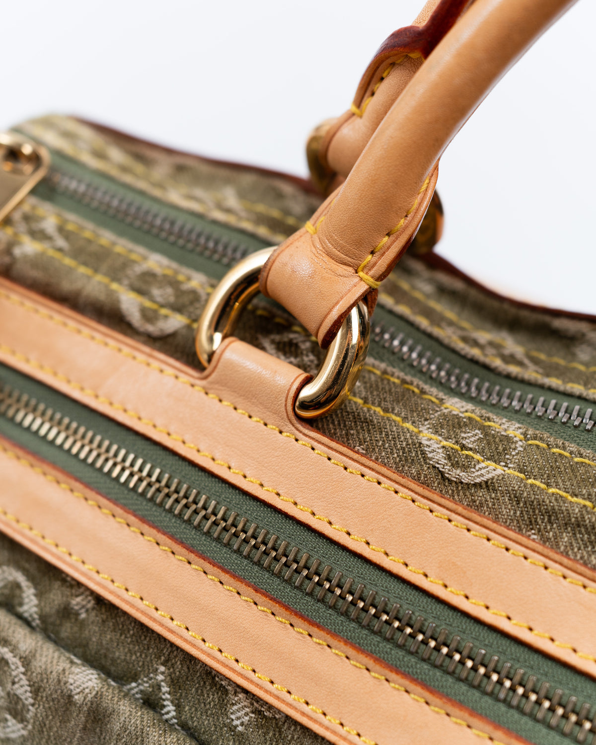 Louis Vuitton Borsa Neo Speedy Monogram Denim Verde Oliva interno usata autentica - Aurea Luxury Lab