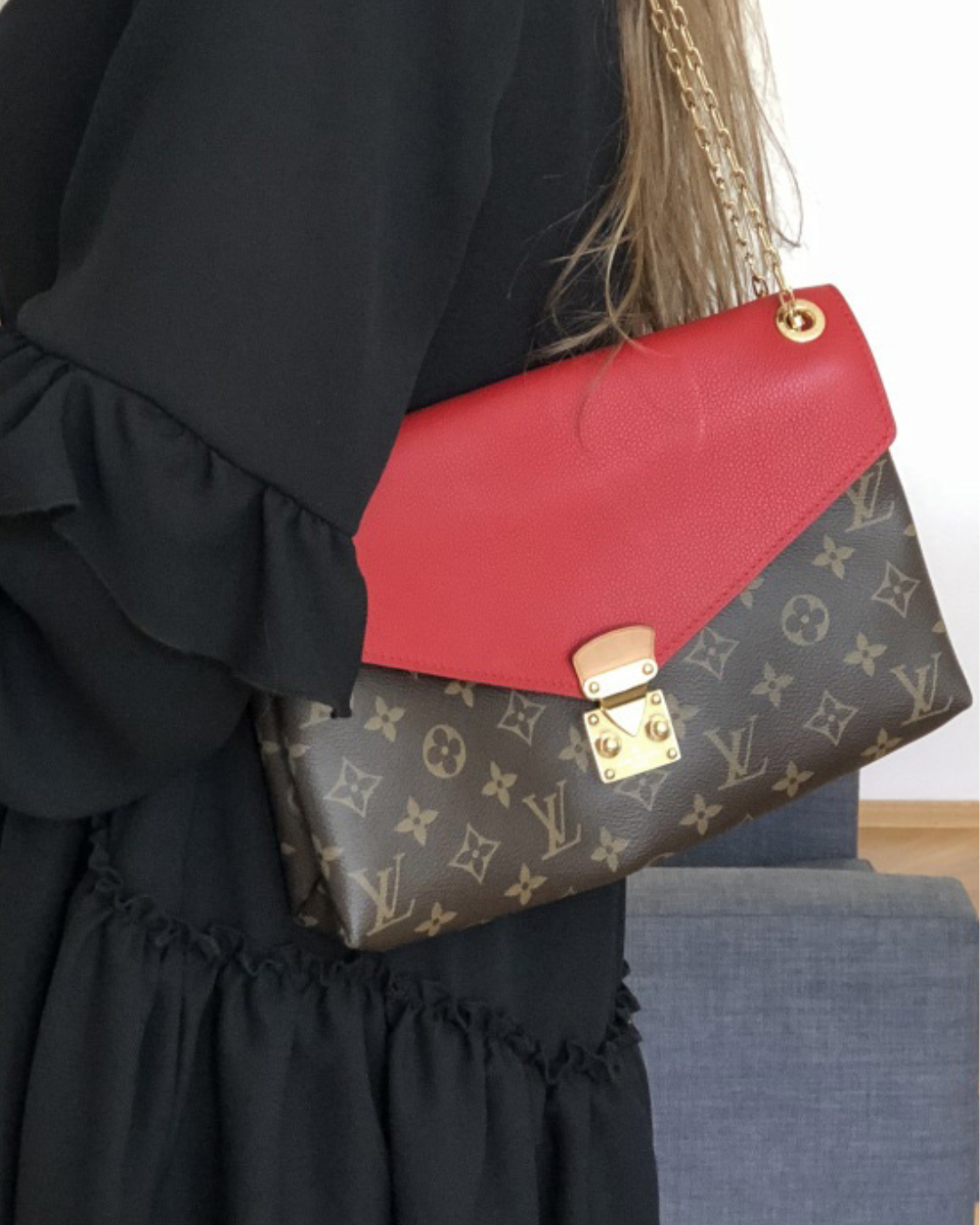 Louis Vuitton Borsa Tracolla Pallas Chain Monogram e Pelle Rossa - Usato Autentico