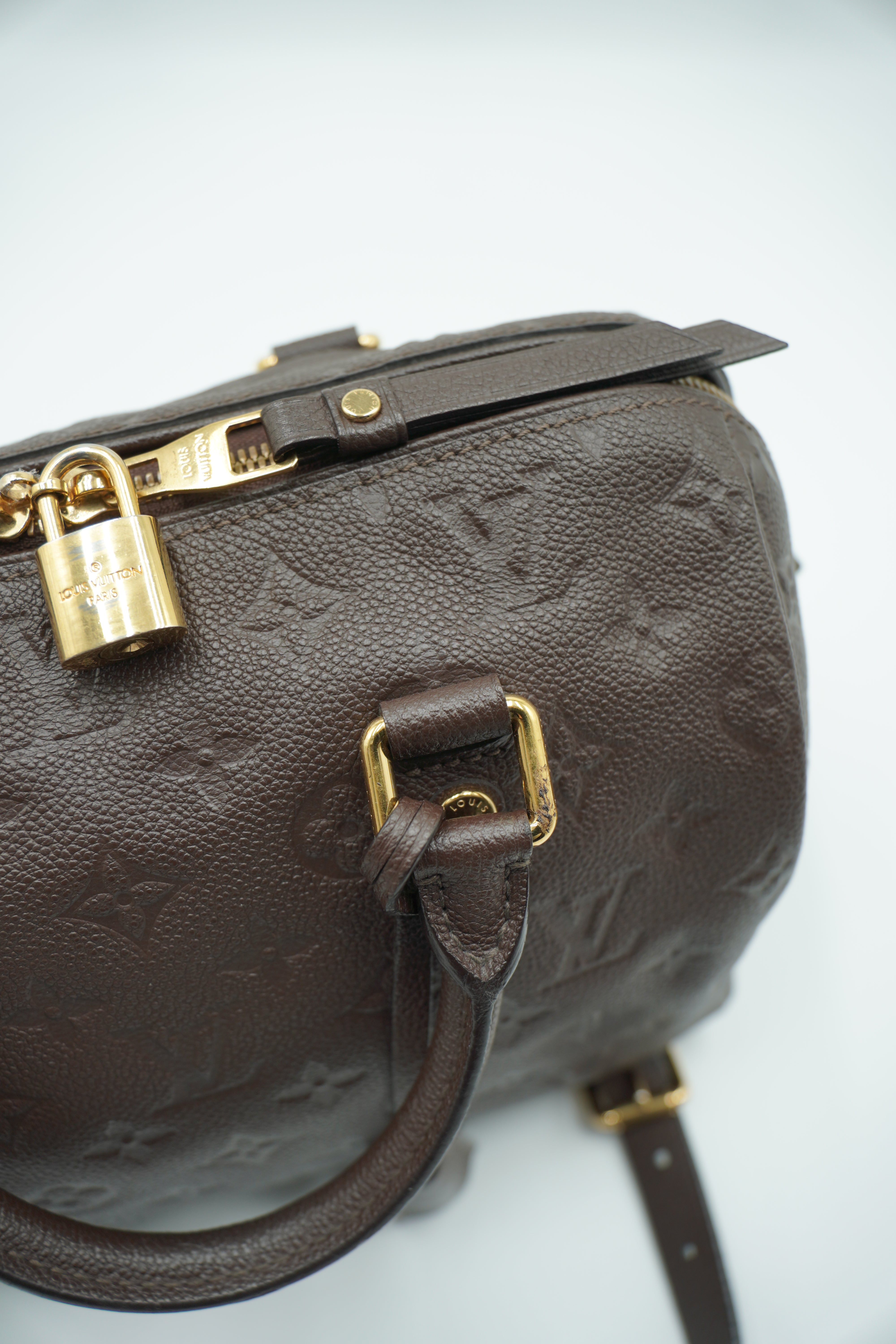 Louis Vuitton Speedy Bandoulière 25 Bolso de cuero Empreinte Monogram Castaño