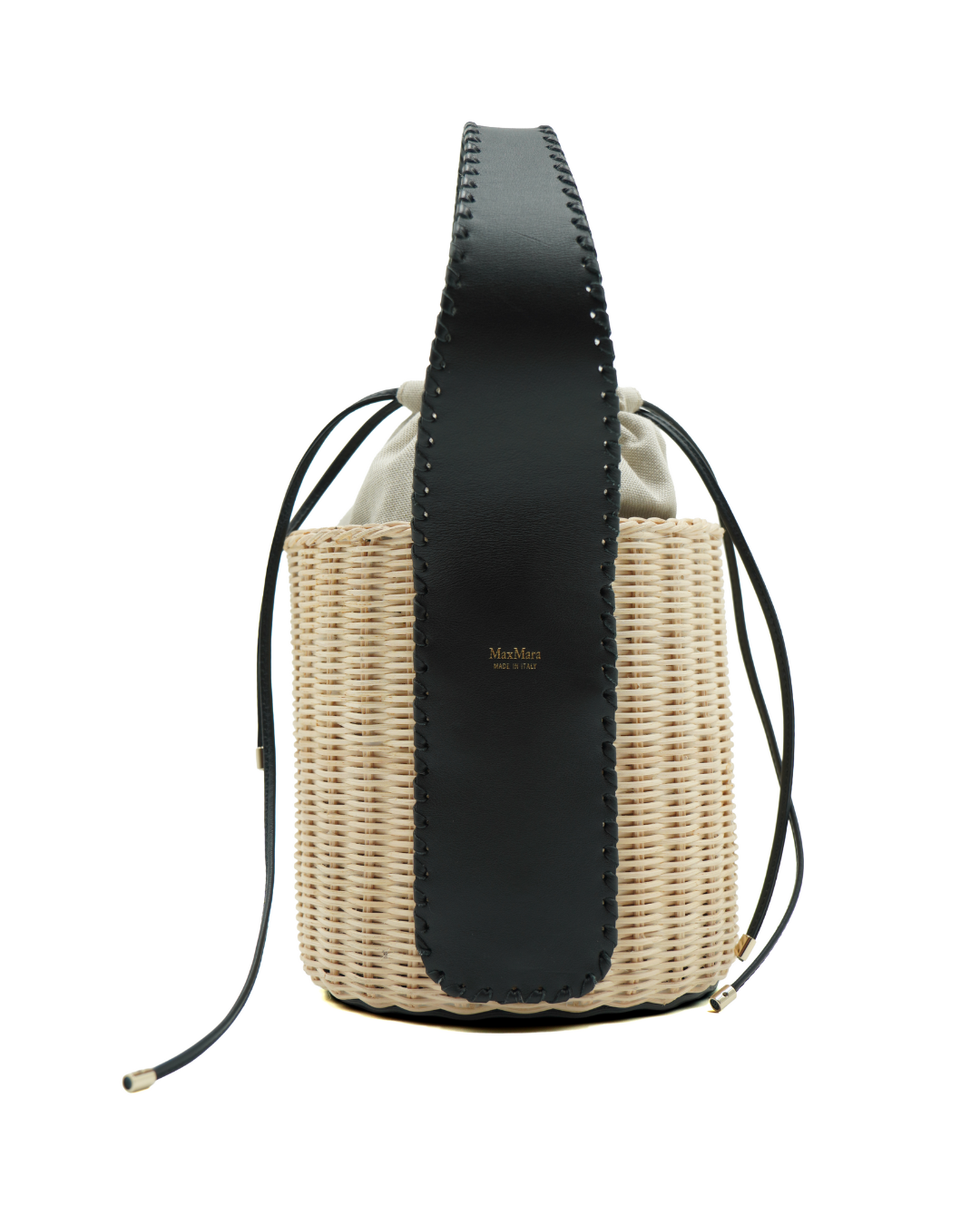 MaxMara Jane secchiello paglia e pelle