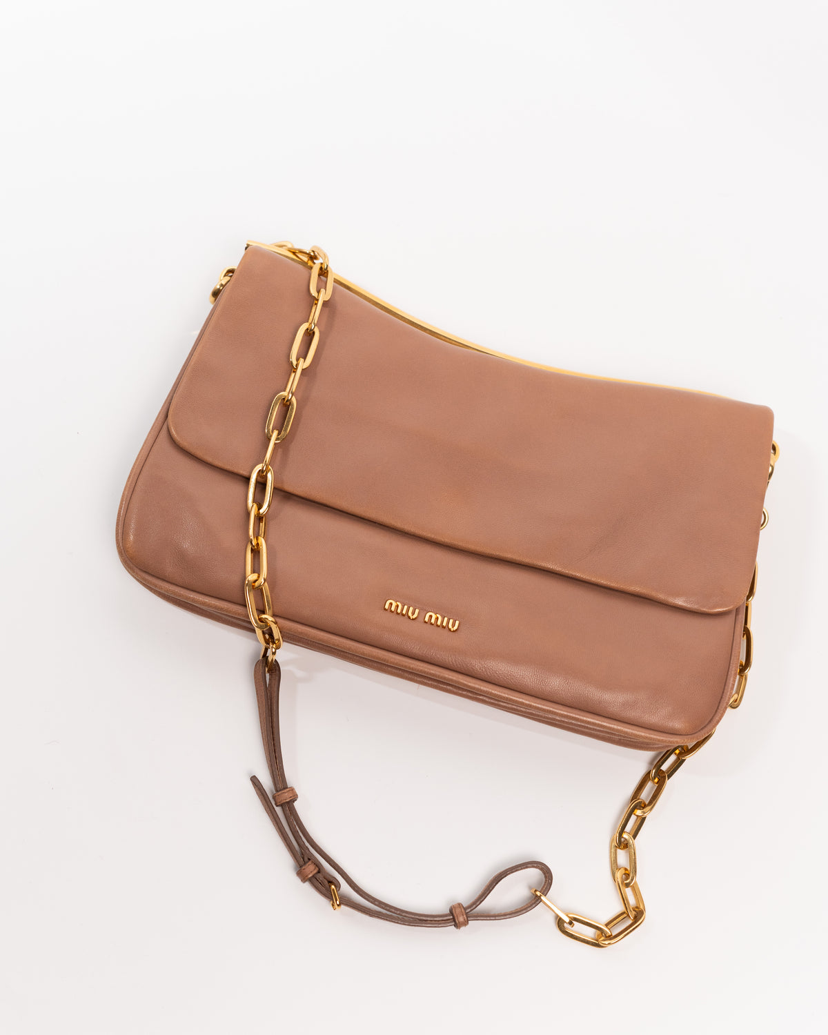 Miu Miu Borsa a Spalla con Catena Pelle Cipria usata autentica - Aurea Luxury Lab