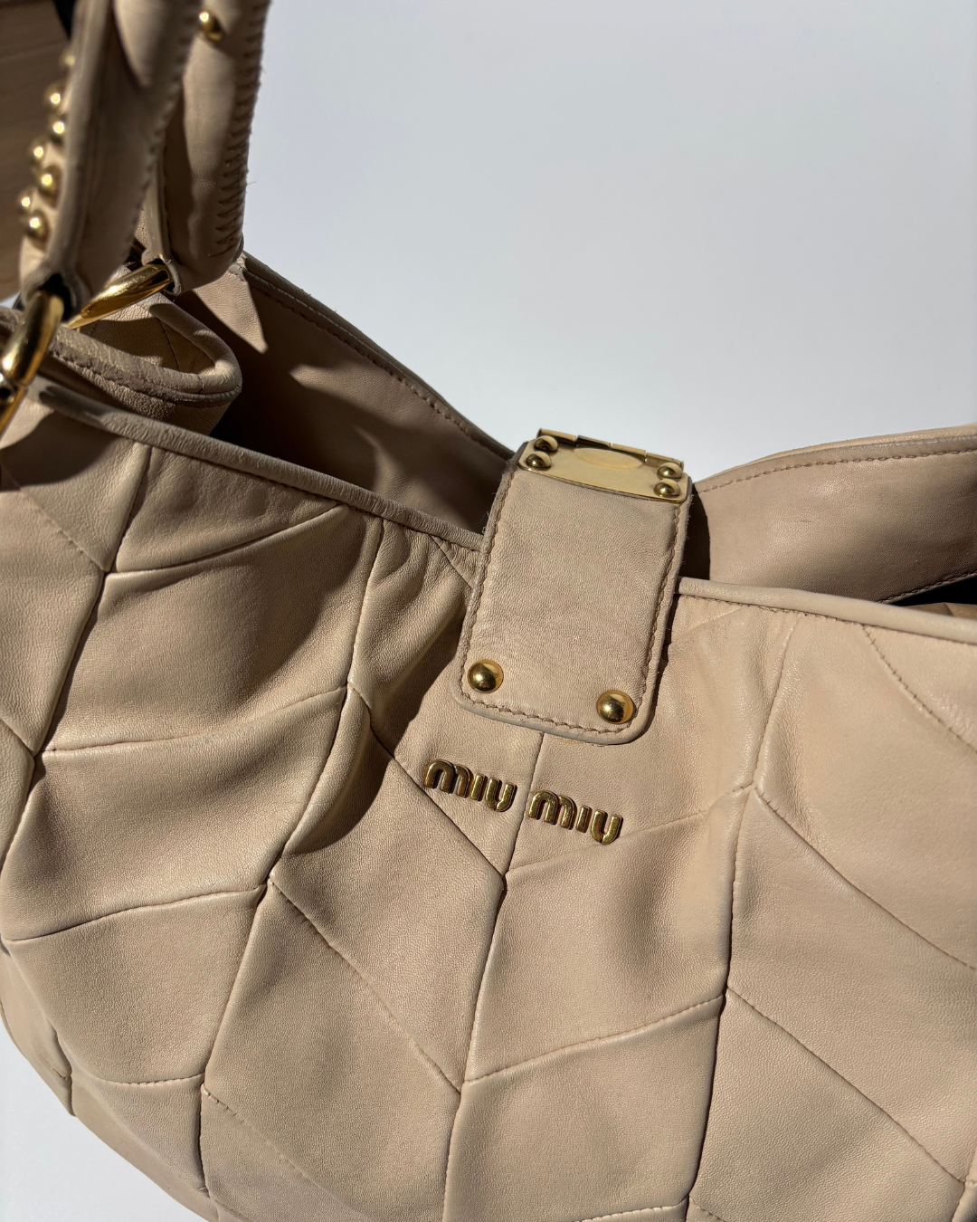 Miu Miu Borsa Hobo Vintage Pelle Nappa Panna interno usata autentica - Aurea Luxury Lab