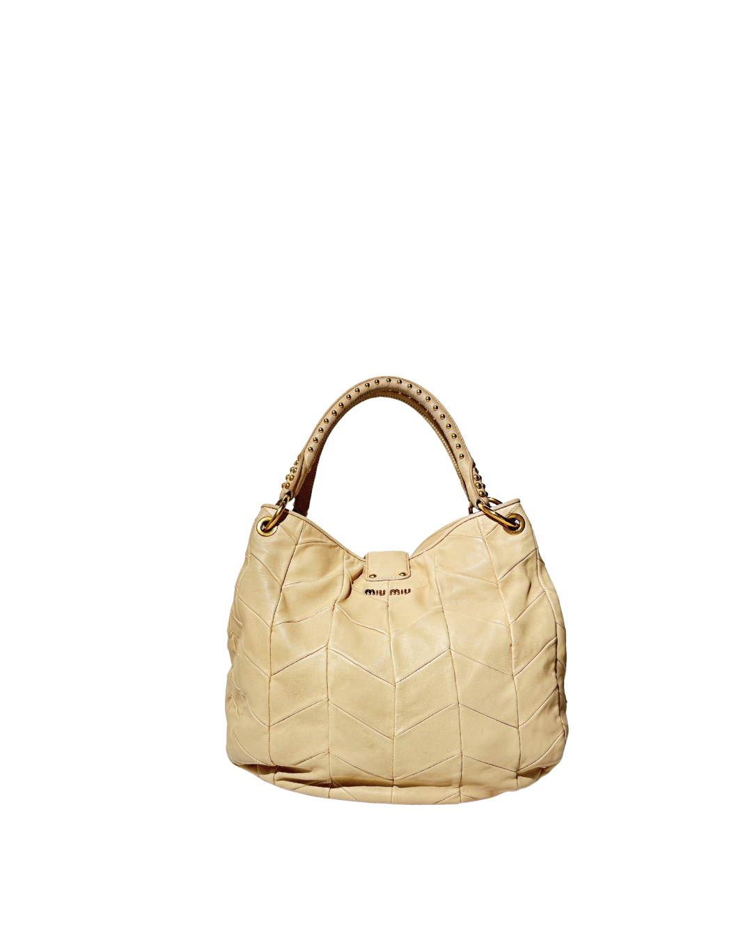 Miu Miu Borsa Hobo Vintage Pelle Nappa Panna usata autentica - Aurea Luxury Lab