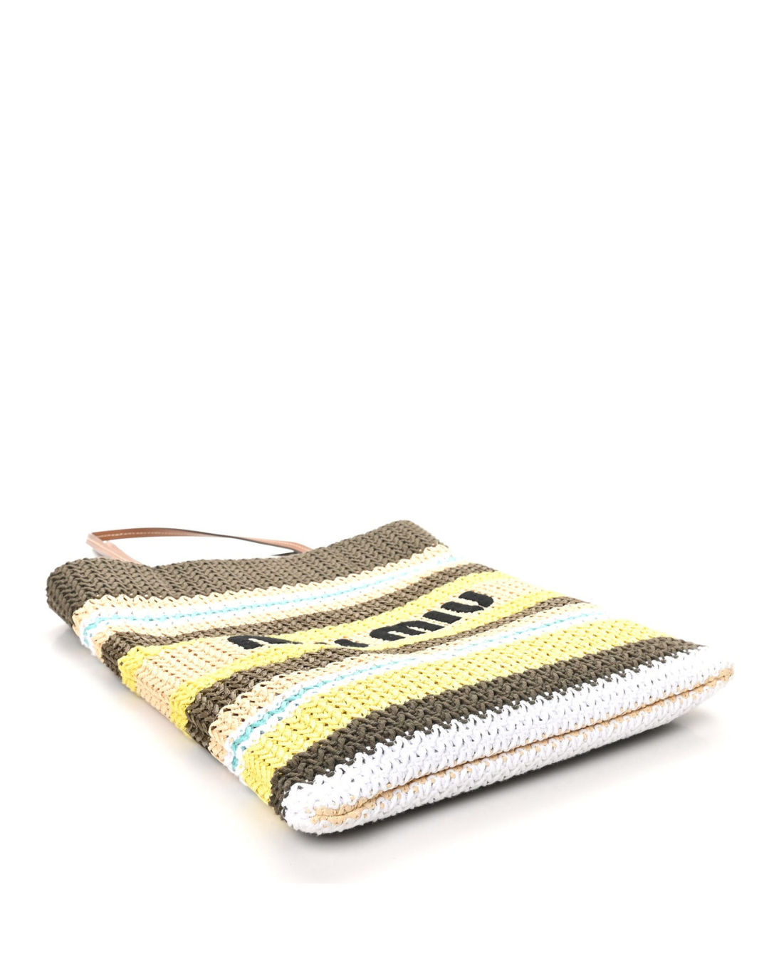 Miu Miu Raffia Effect Striped Tote Bag - Used Authentic
