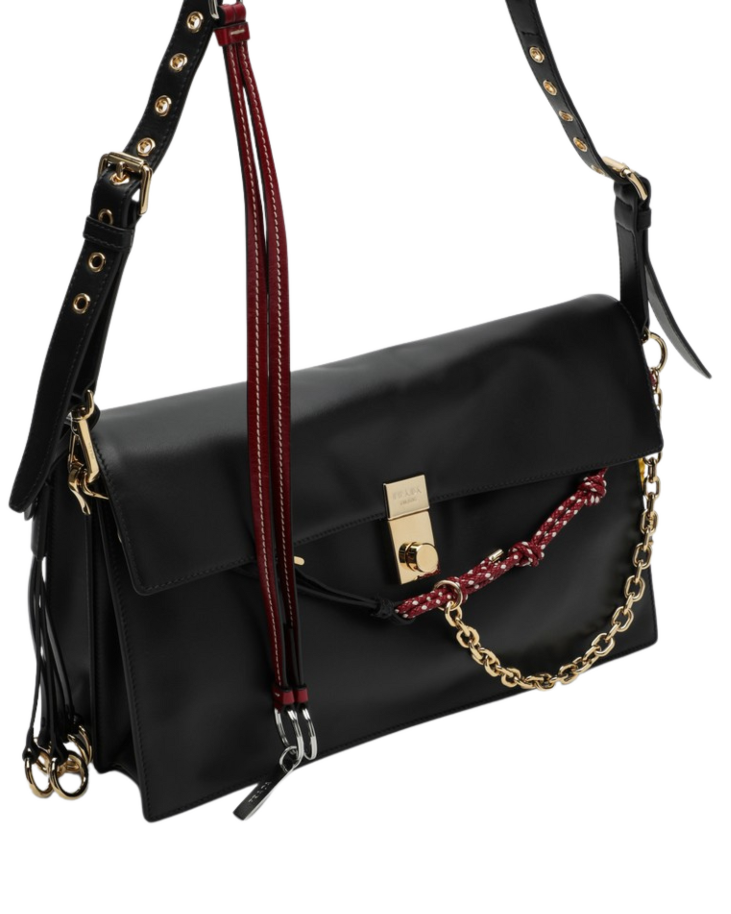 Prada Soft Sound borsa a spalla in pelle grande con charms