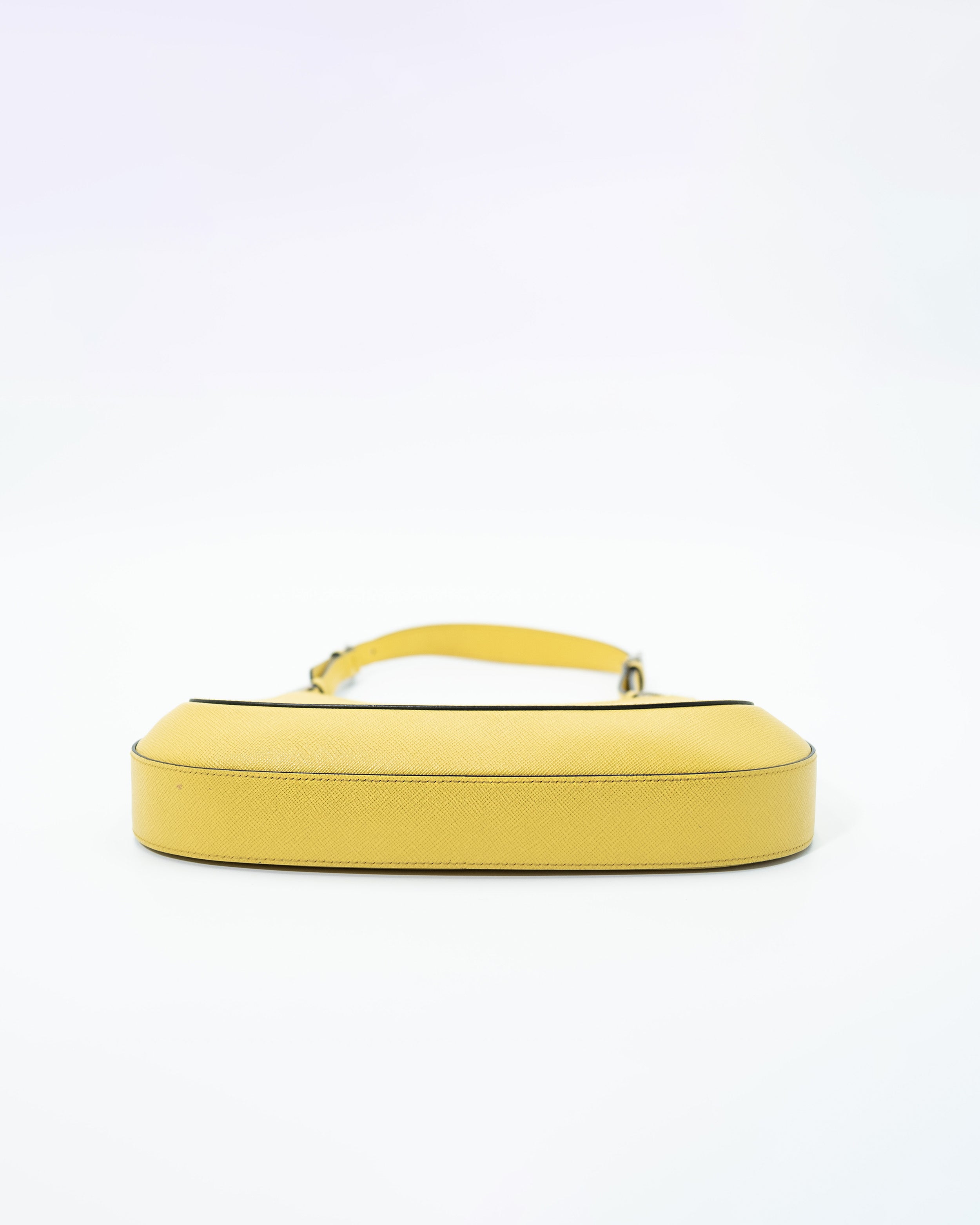 Prada Sac Cleo en Cuir Brossé Jaune — Pre-owned Authentique