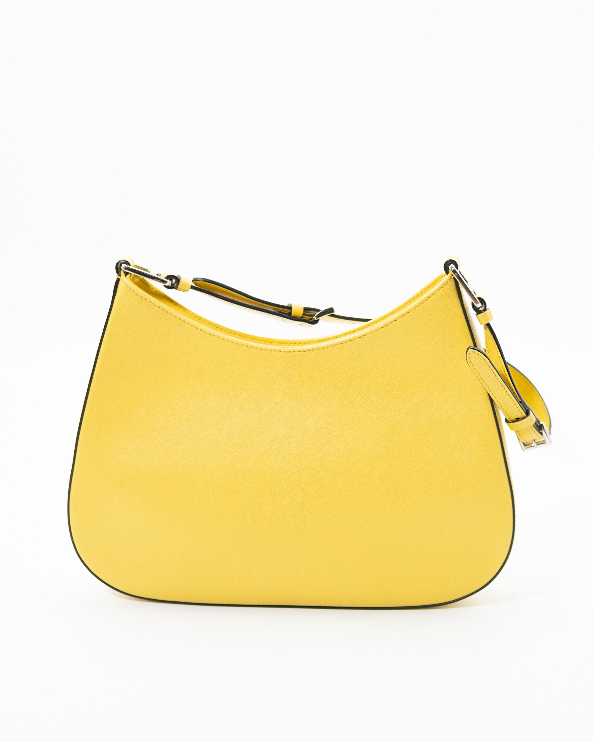 Prada Sac Cleo en Cuir Brossé Jaune — Pre-owned Authentique