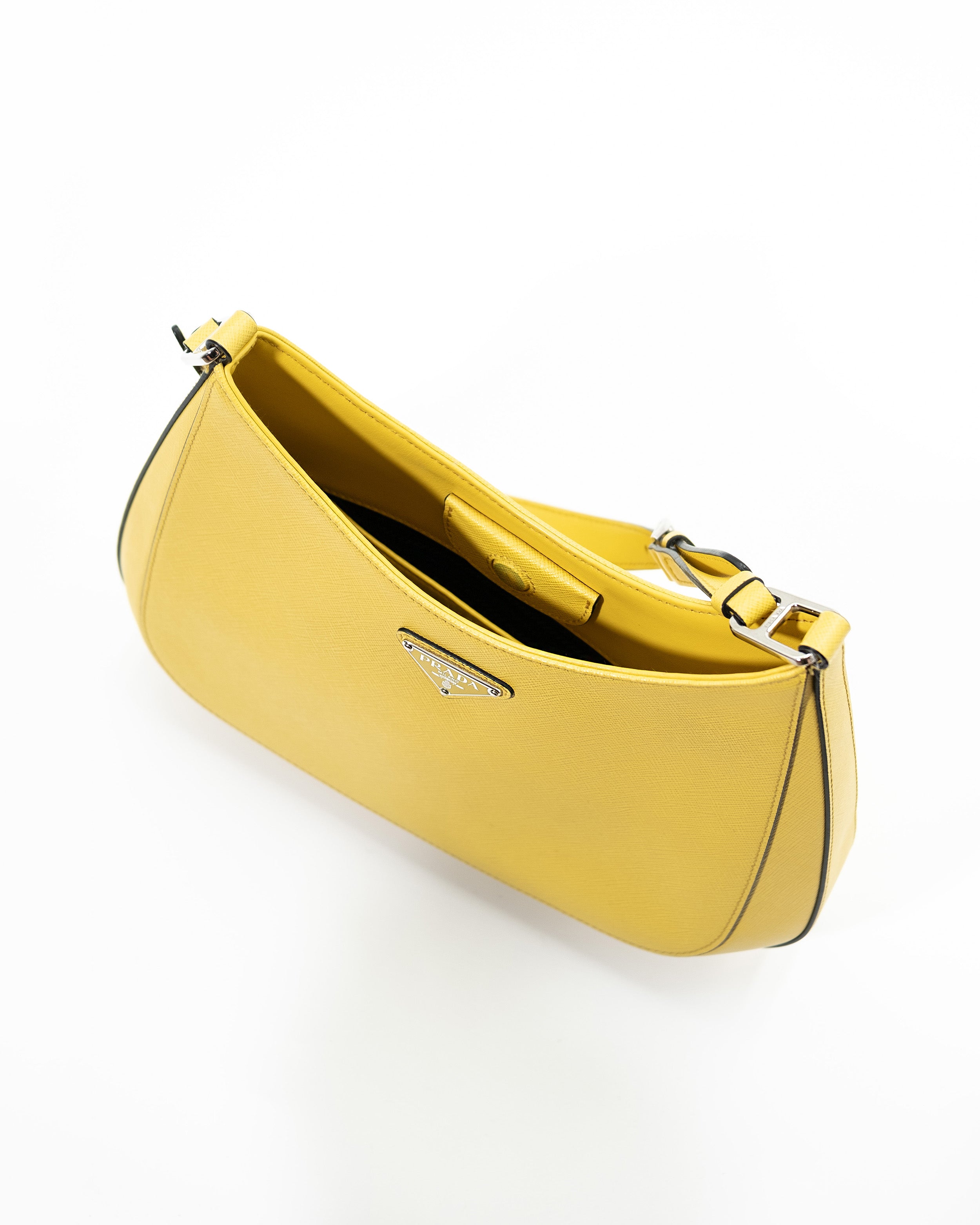 Prada Borsa Cleo Pelle Spazzolata Gialla — Pre-owned Autentica