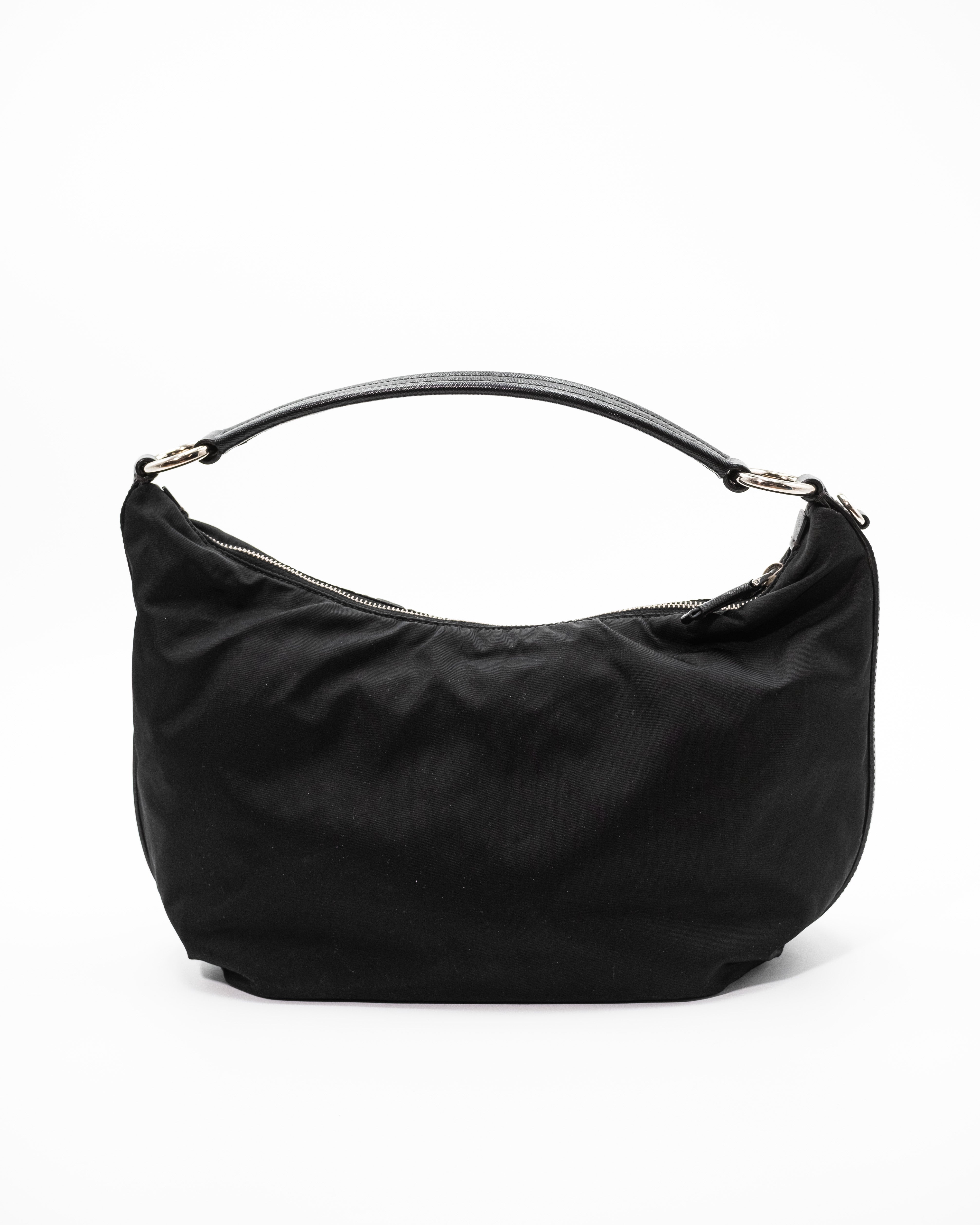 Prada Borsa Hobo Passpartout Nylon Nera preloved luxury certificata - Aurea Luxury Lab
