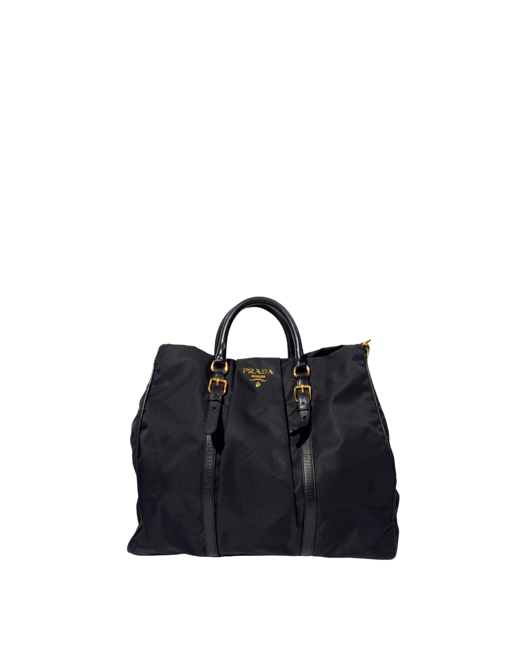 Prada Borsa Shopping Nylon e Pelle Nera usata autentica - Aurea Luxury Lab