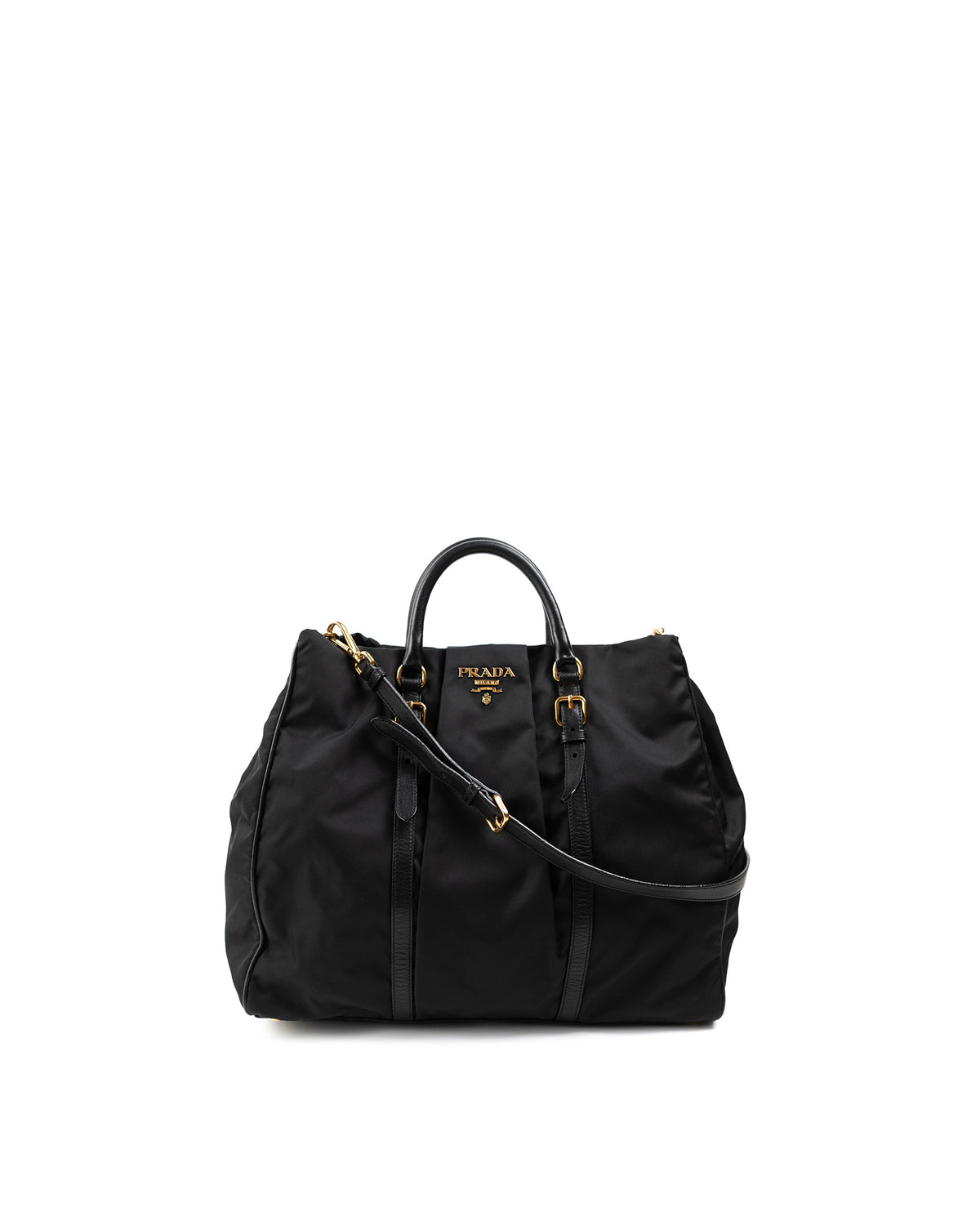 Prada Borsa Shopping Nylon e Pelle Nera — Pre-owned Autentica