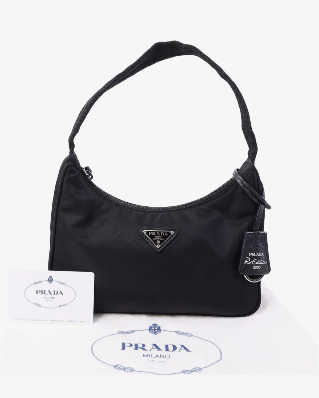 Prada Mini Borsa Re-Edition 2000 Re-Nylon Nera luxury resale certificata - Aurea Luxury Lab