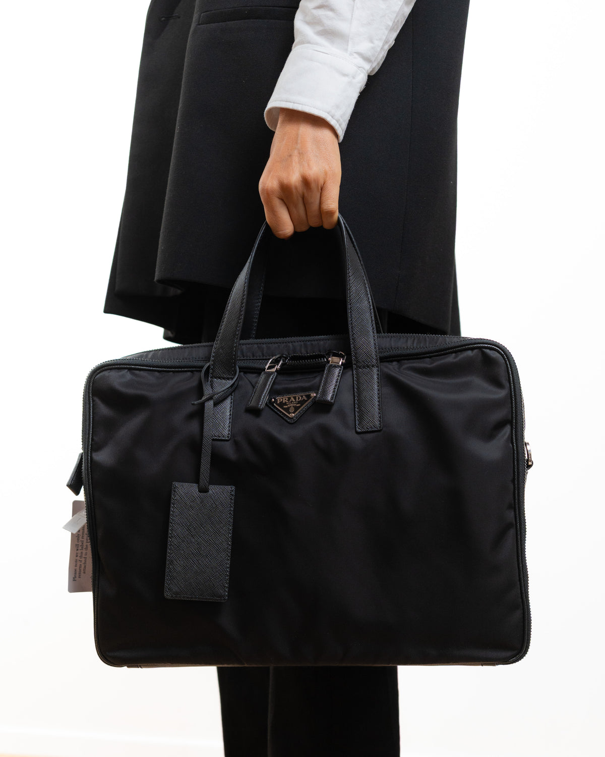 Prada Borsa Porta Documenti Re-Nylon e Saffiano Nera pre-owned certificata - Aurea Luxury Lab