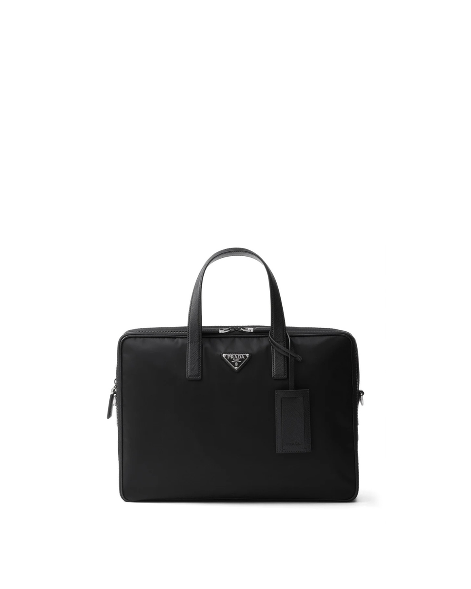 Prada Black Re-Nylon and Saffiano Document Holder Bag | Pre-owned