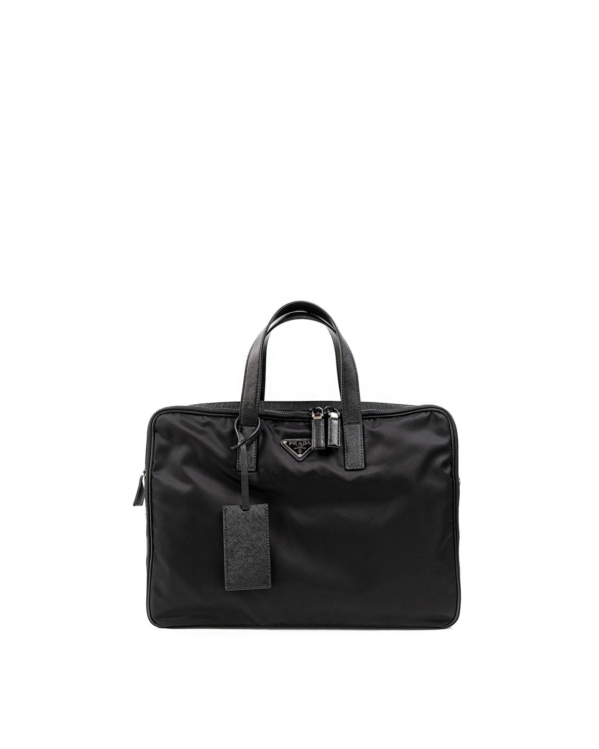 Prada Borsa Porta Documenti Re-Nylon e Saffiano Nera usata autentica - Aurea Luxury Lab