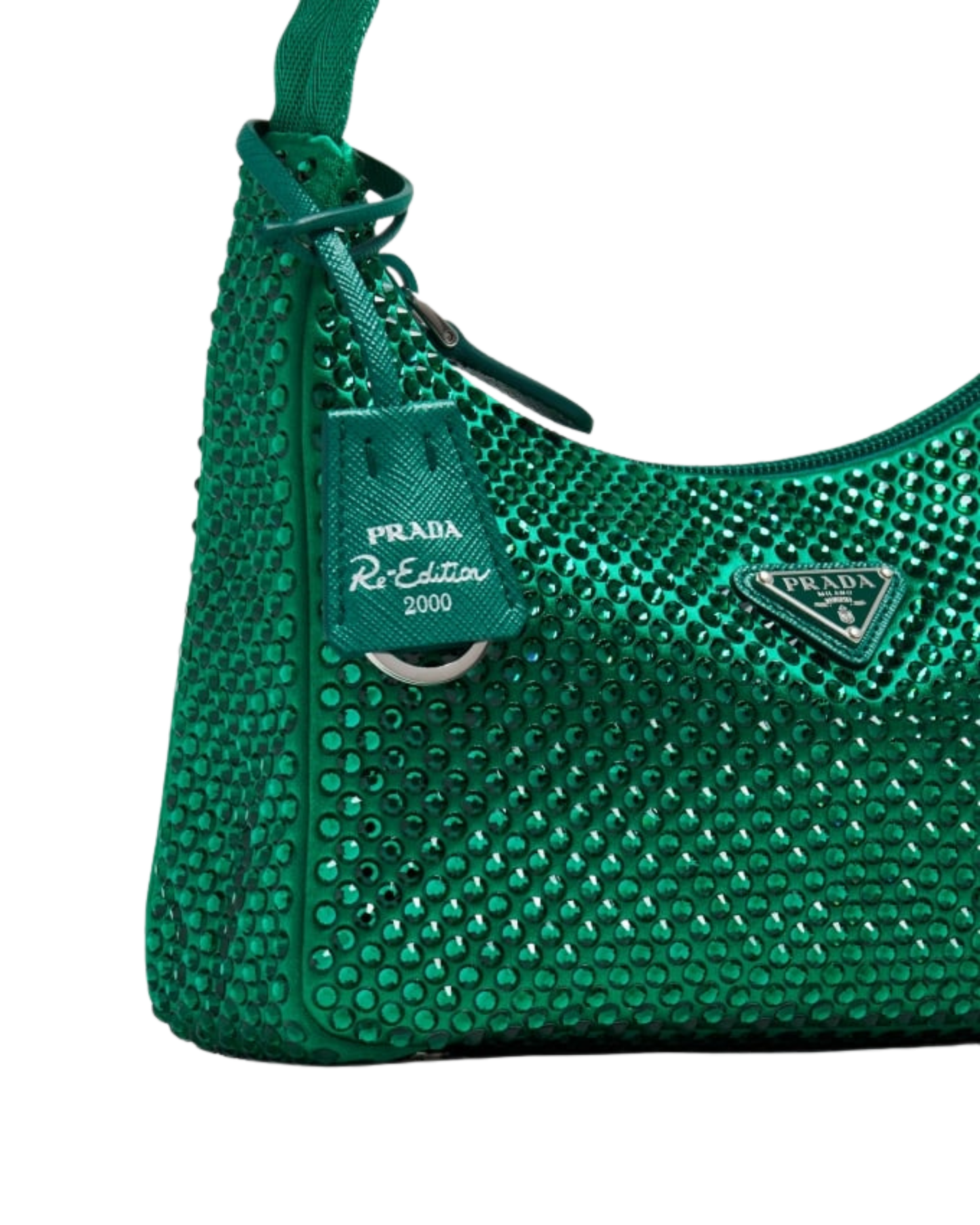 Mini borsa Prada Re-Edition con cristalli verde - Aurea Luxury Lab