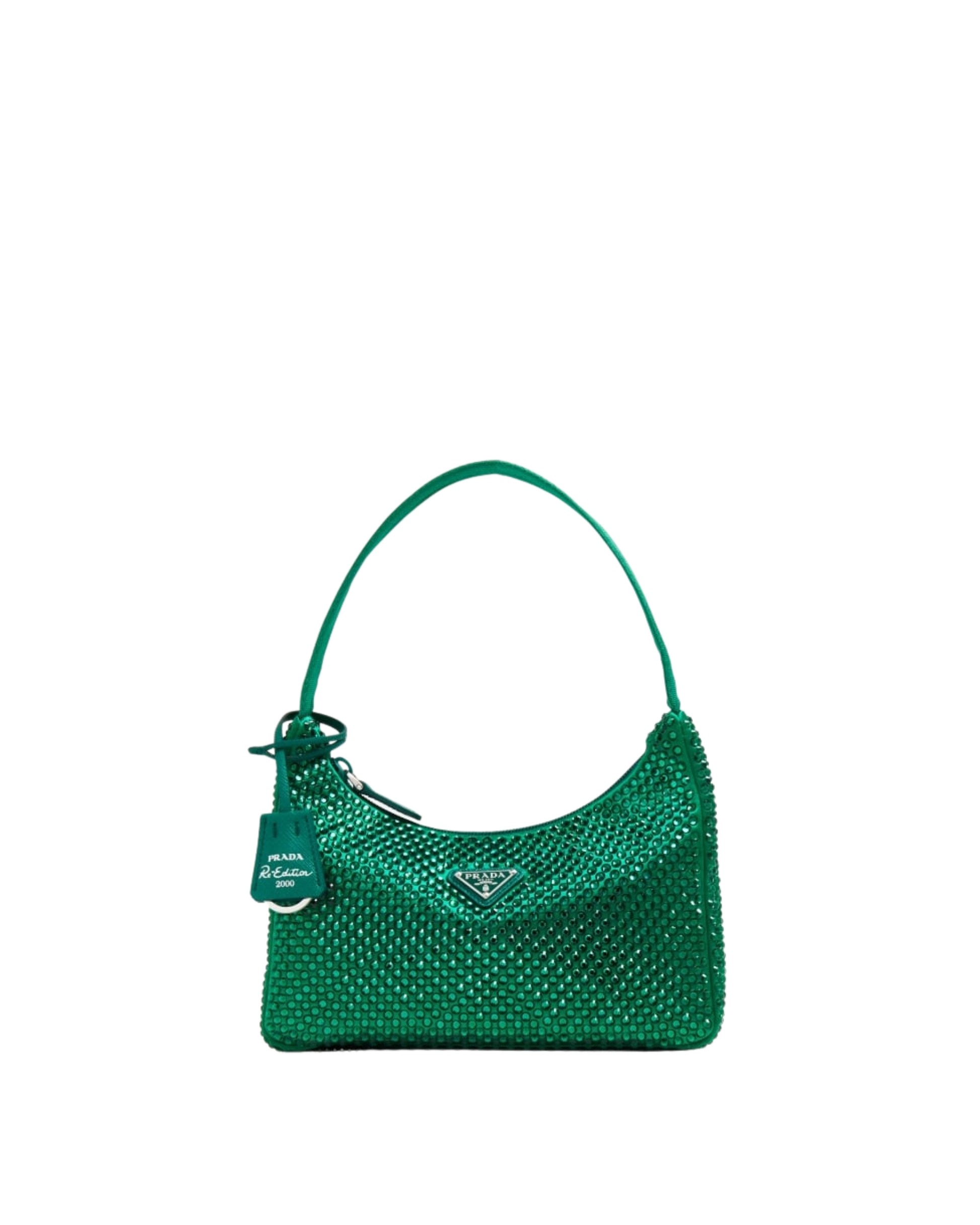 Mini borsa Prada Re-Edition con cristalli verde - Aurea Luxury Lab