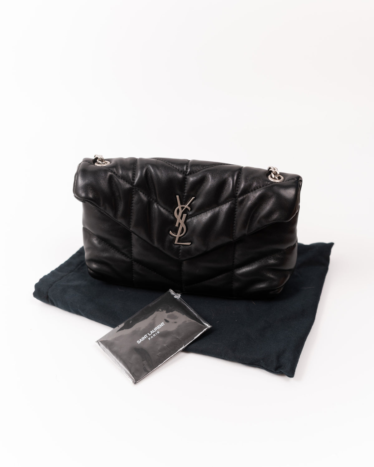 Saint Laurent Borsa Loulou Puffer Toy Pelle di Agnello Nera preloved luxury certificata - Aurea Luxury Lab
