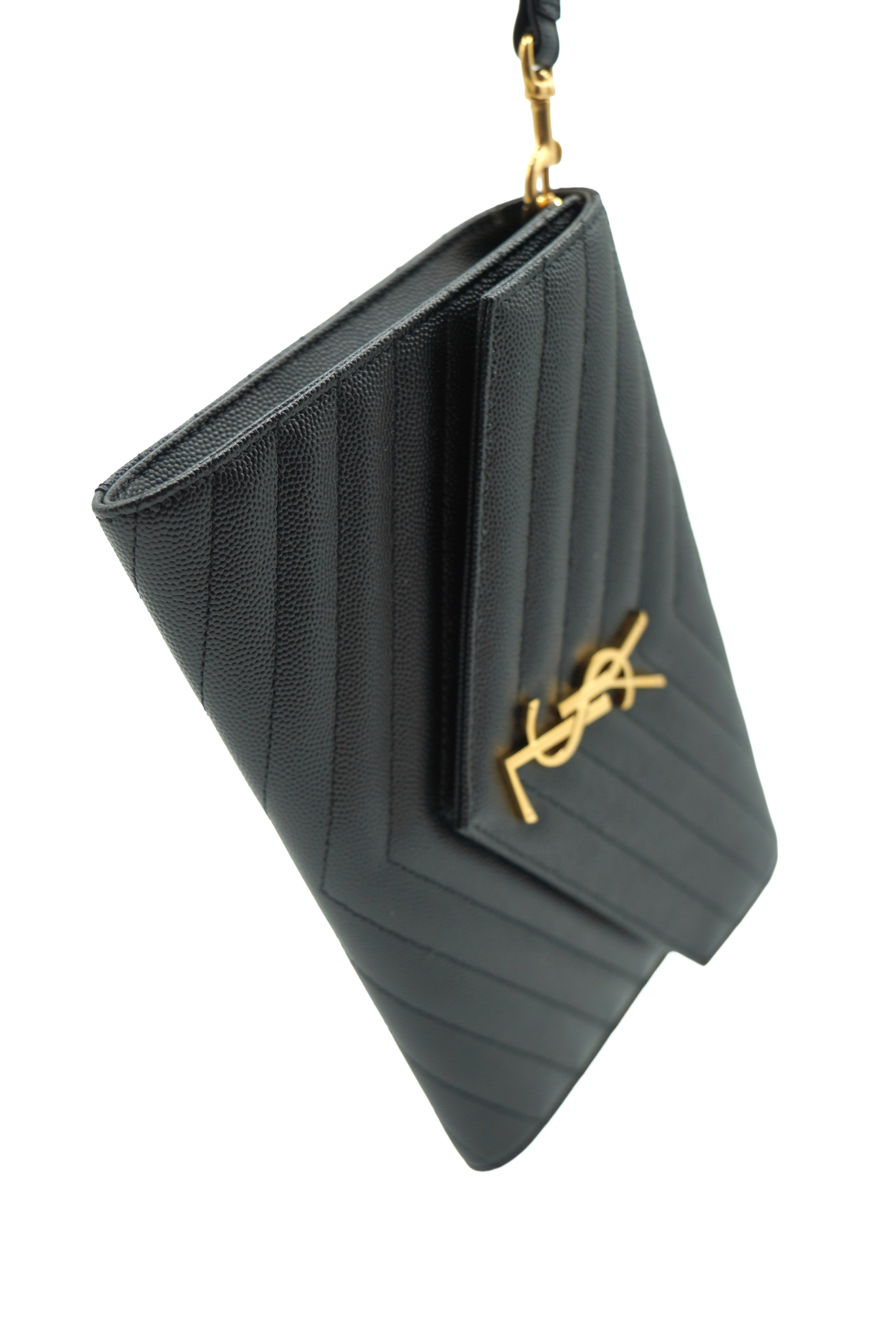 Saint Laurent Borsa Cassandra Pouch Pelle Nero - Usato Autentico