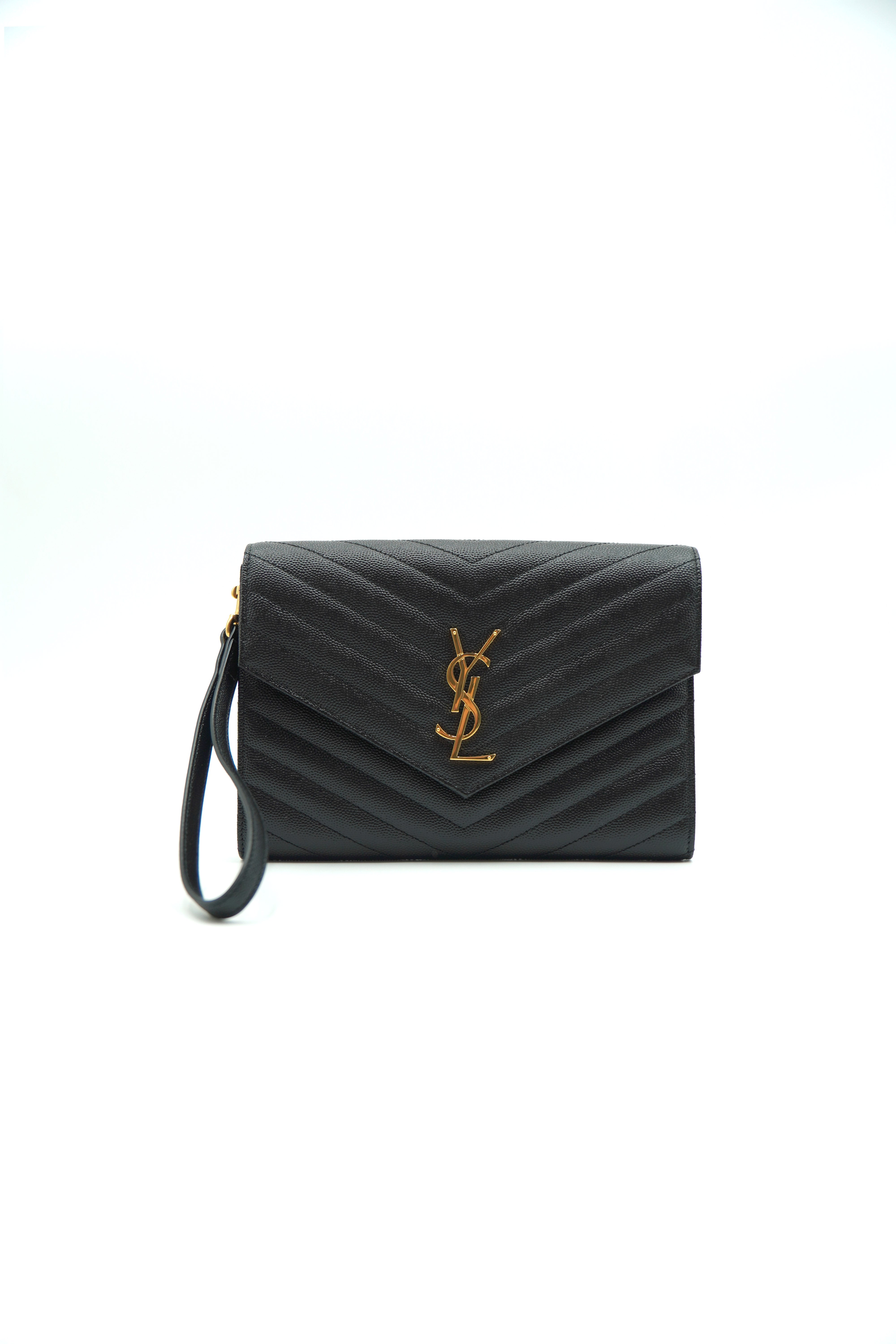 Saint Laurent Borsa Cassandra Pouch Pelle Nero - Usato Autentico